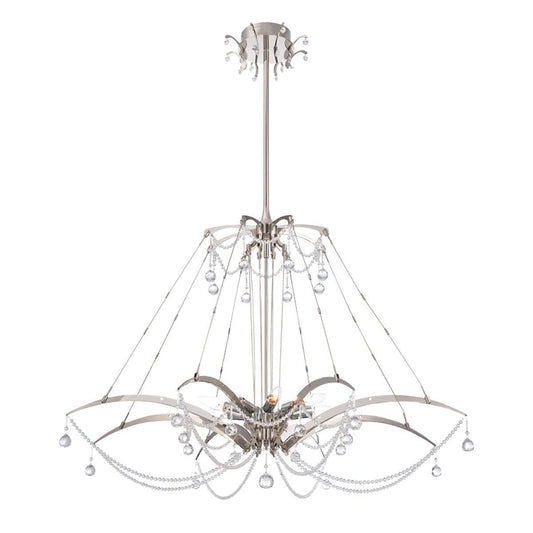 Eurofase Lighting Gambari 39" 8-light Round Bare Bulb Incandescent Satin Nickel Chandelier With Crystal Bead Accents