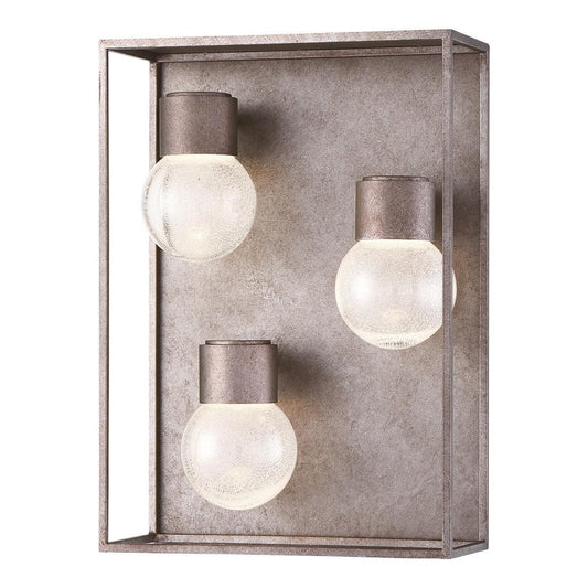 Eurofase Lighting Gibson 10" 3-Light Integrated LED Antique Gray Outdoor Wall Sconce With Clear Seeded Glass Shades