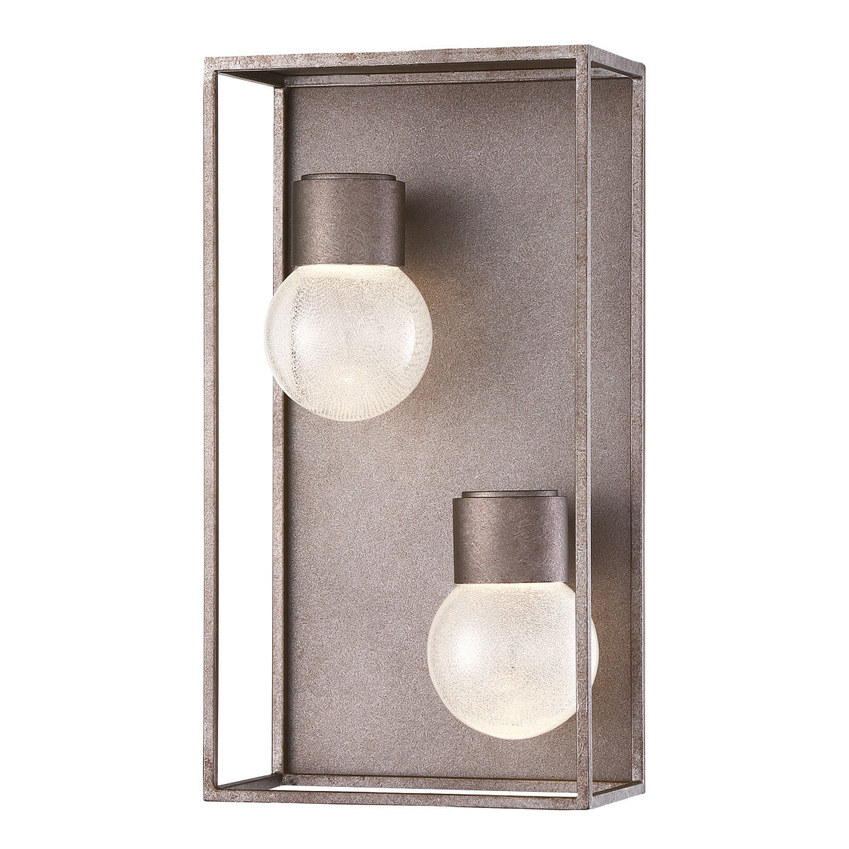 Eurofase Lighting Gibson 8" 2-Light Integrated LED Antique Gray Outdoor Wall Sconce With Clear Seeded Glass Shades