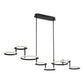 Eurofase Lighting Giro 59" 8-Light Dimmable Integrated LED Metal Matte Black Chandelier With White Acrylic Circular Shades