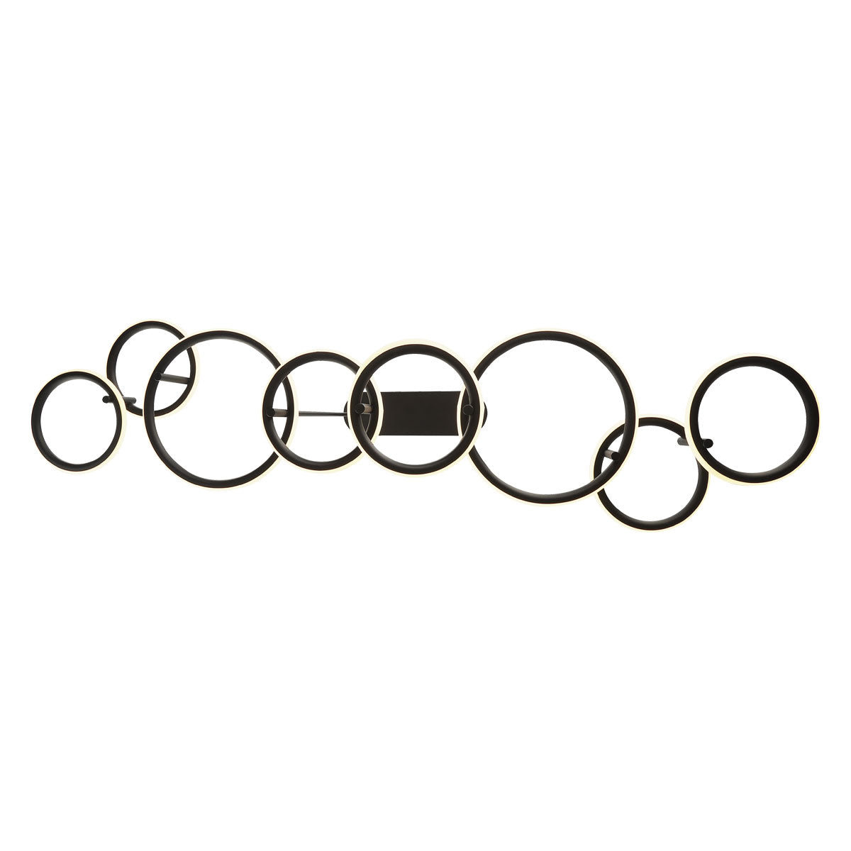 Eurofase Lighting Giro 59" 8-Light Dimmable Integrated LED Metal Matte Black Chandelier With White Acrylic Circular Shades
