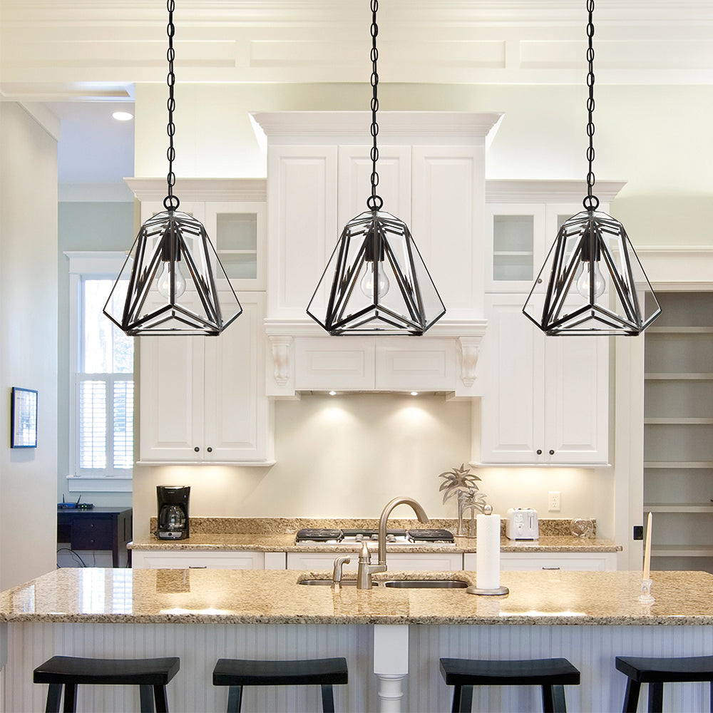Eurofase Lighting Glacier 21" 5-Light Bronze Incandescent Geometric Pendant Light With Glass Shades