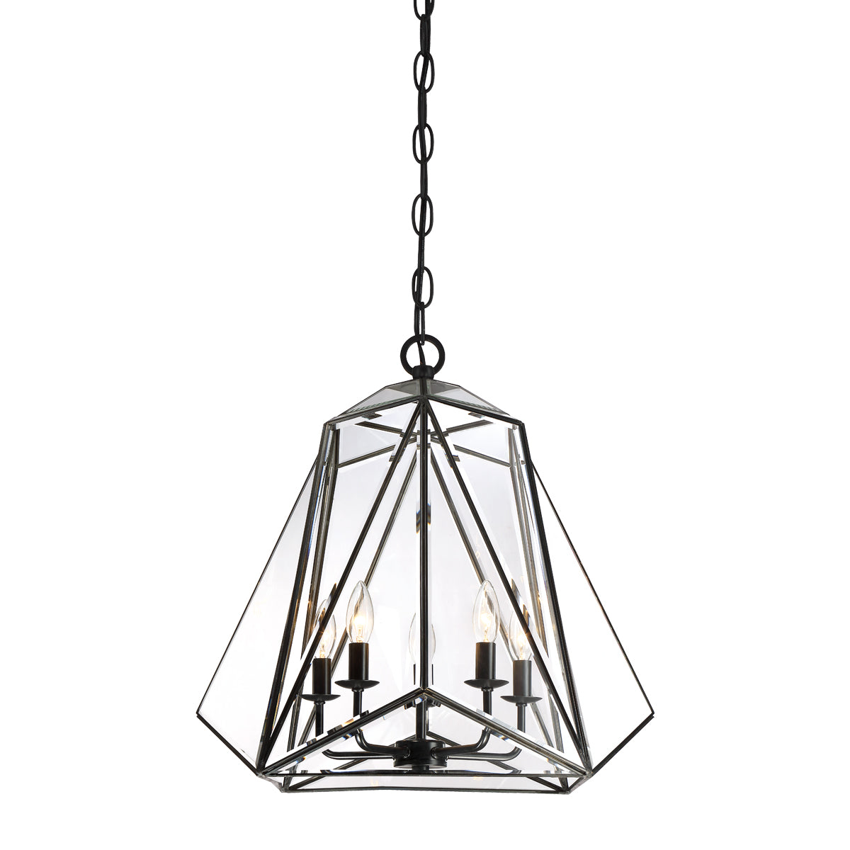Eurofase Lighting Glacier 21" 5-Light Bronze Incandescent Geometric Pendant Light With Glass Shades