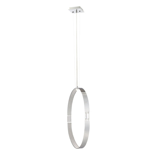 Eurofase Lighting Glade 20" Chrome Integrated LED Oval Pendant Light With Crystal Inset Accents