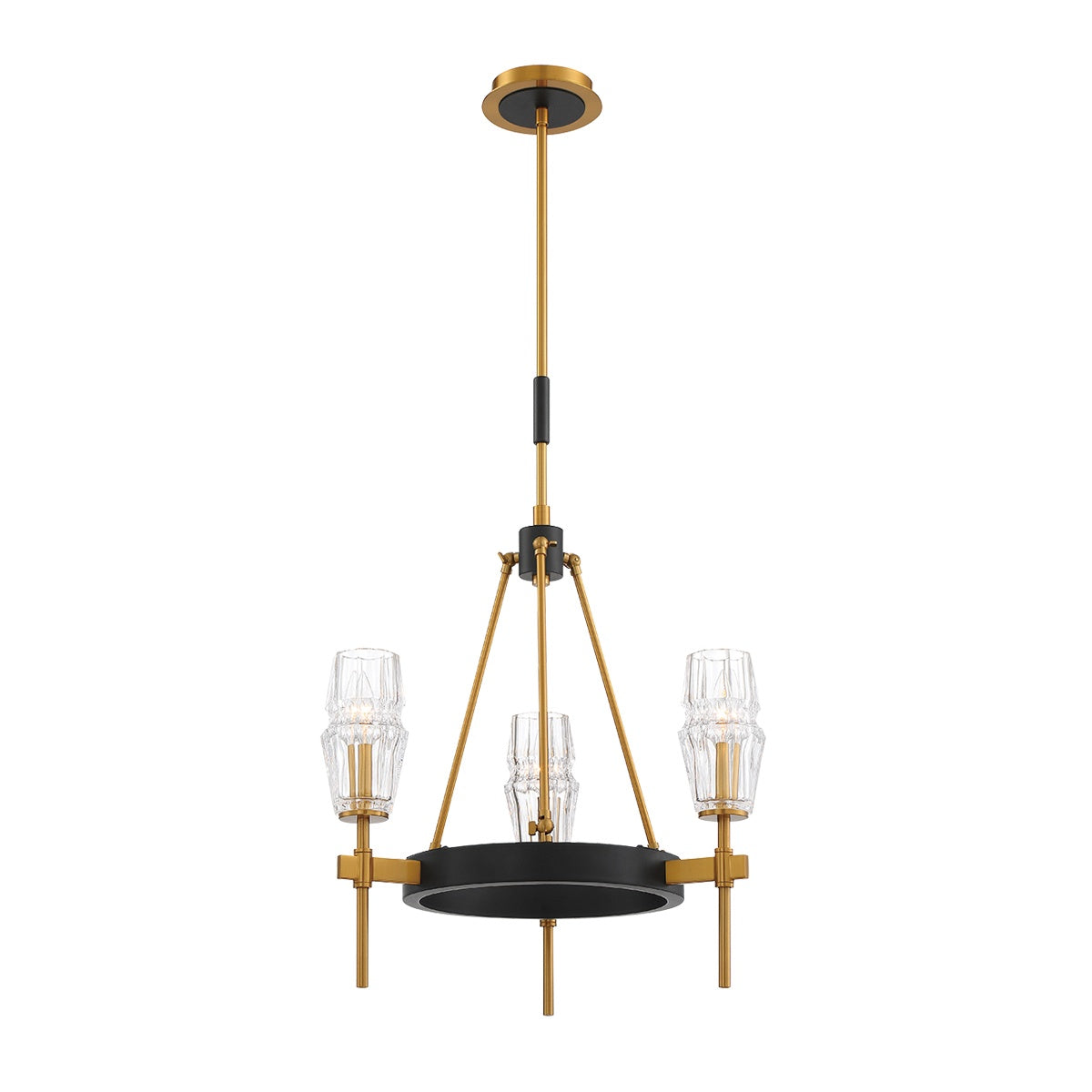 Eurofase Lighting Gladstone 21" 3-light Round Incandescent Antique Brass/Black Chandelier With Clear Glass Shades