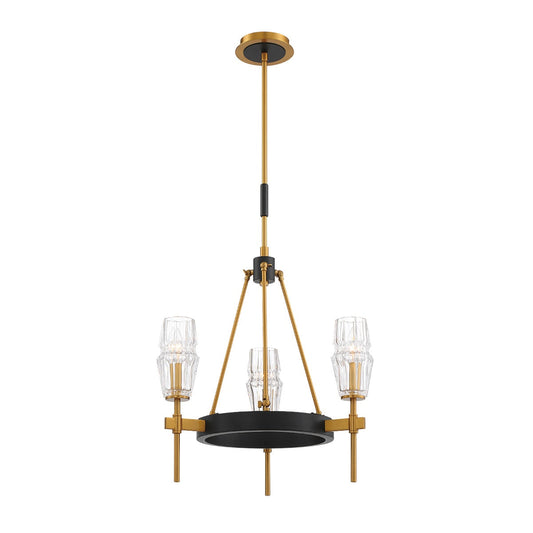 Eurofase Lighting Gladstone 21" 3-light Round Incandescent Antique Brass/Black Chandelier With Clear Glass Shades