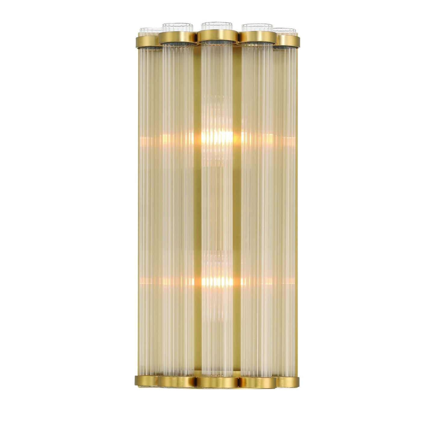 Eurofase Lighting Glasbury 14" 2-Light Ribbed Glass Shade Gold Wall Sconce