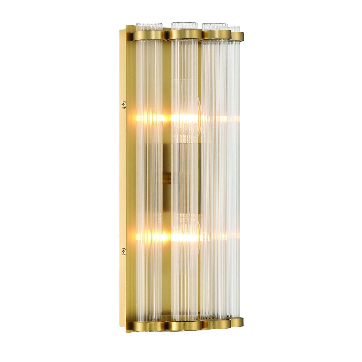 Eurofase Lighting Glasbury 14" 2-Light Ribbed Glass Shade Gold Wall Sconce
