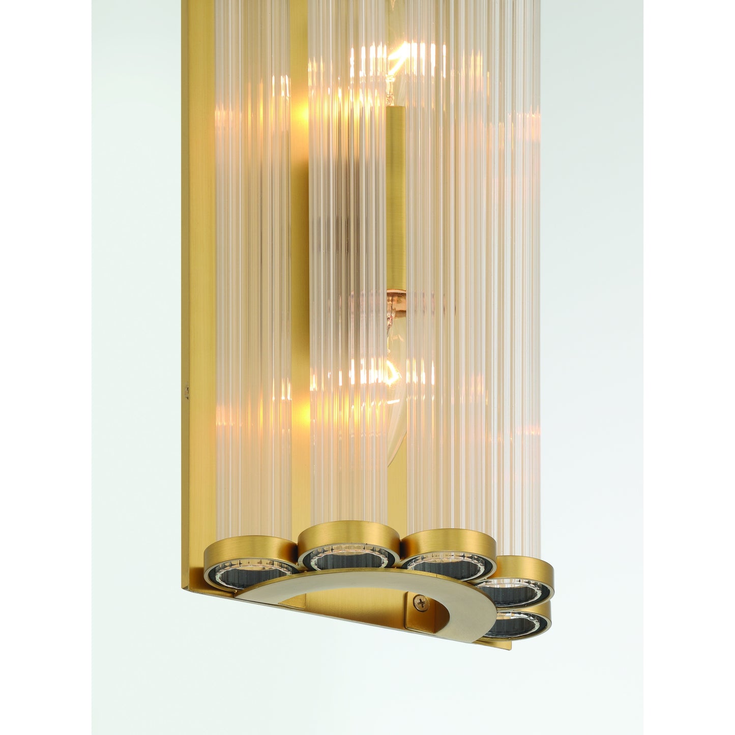 Eurofase Lighting Glasbury 14" 2-Light Ribbed Glass Shade Gold Wall Sconce