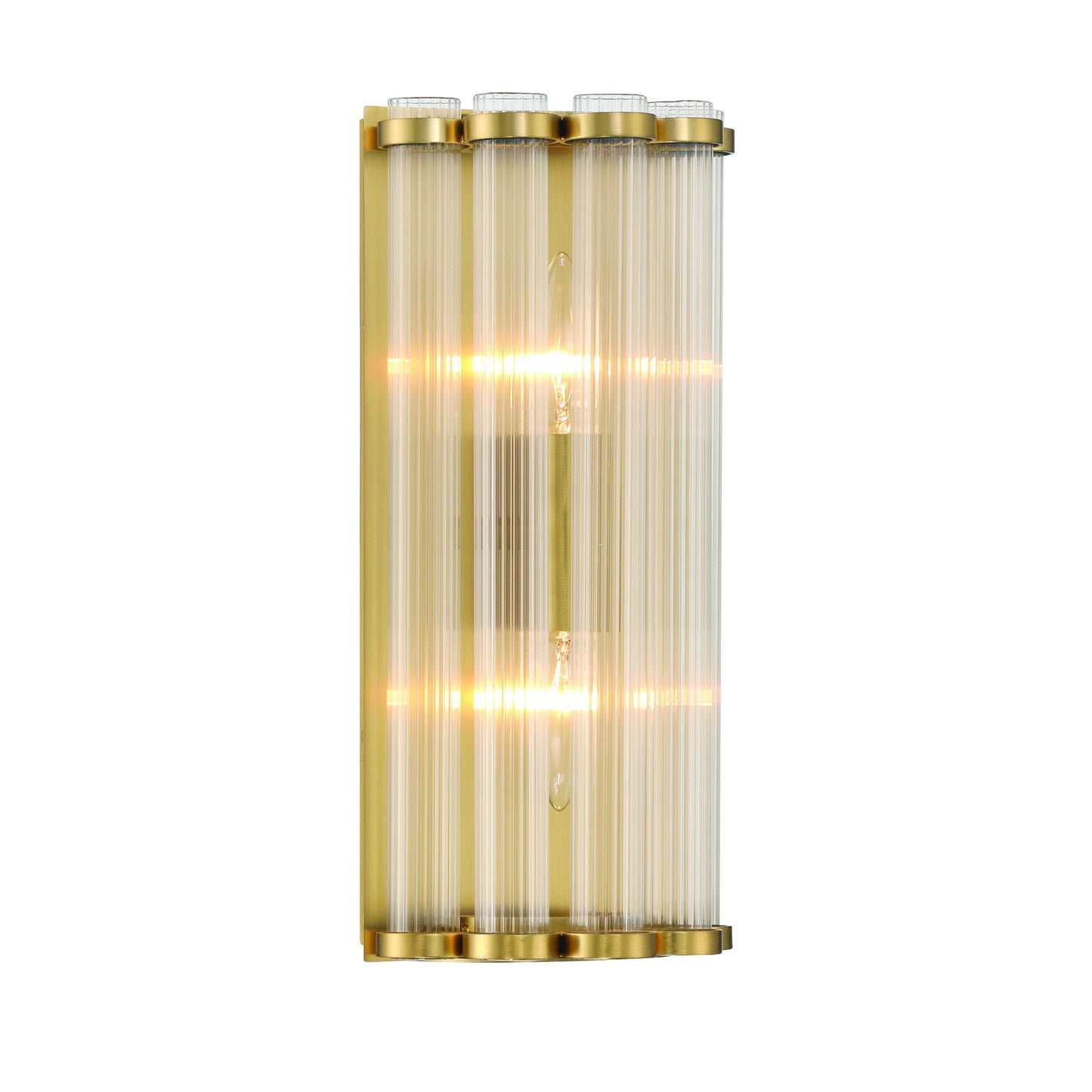 Eurofase Lighting Glasbury 14" 2-Light Ribbed Glass Shade Gold Wall Sconce
