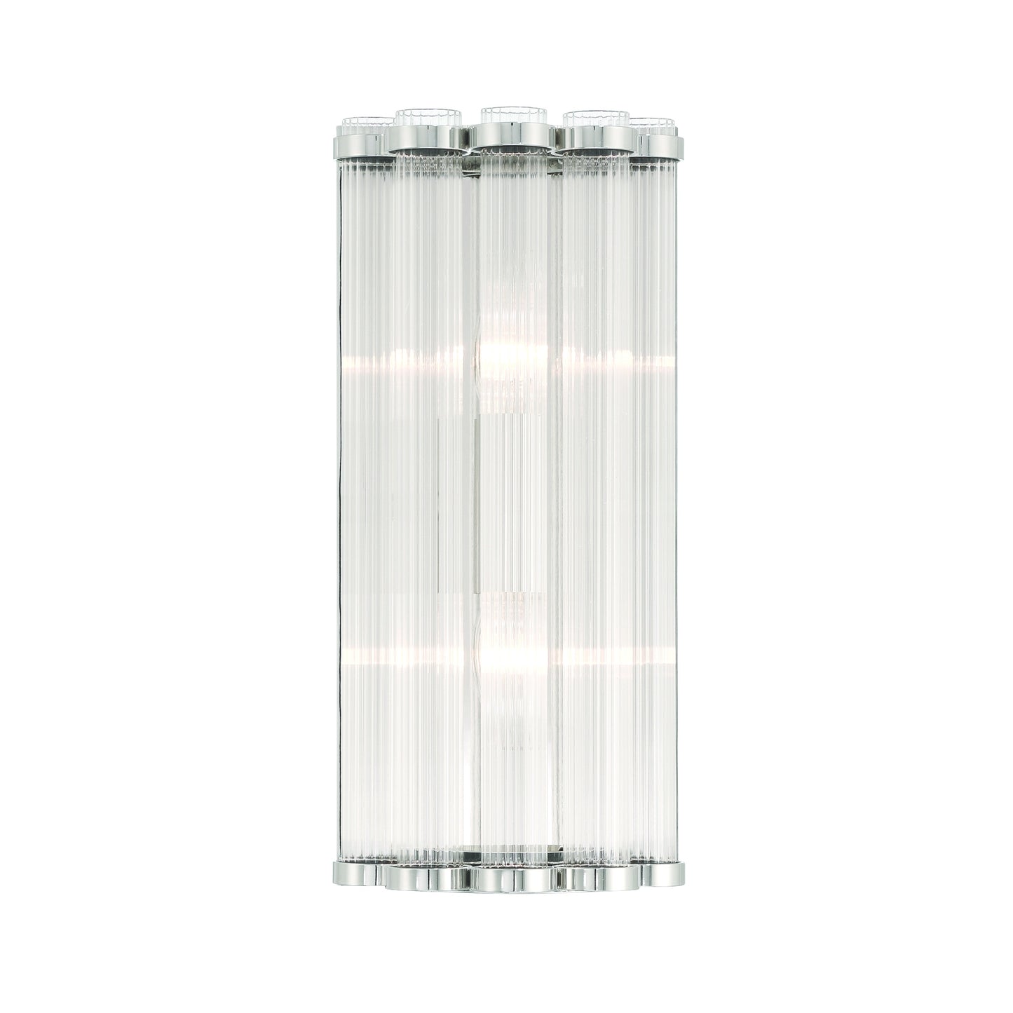 Eurofase Lighting Glasbury 14" 2-Light Ribbed Glass Shade Polished Nickel Wall Sconce