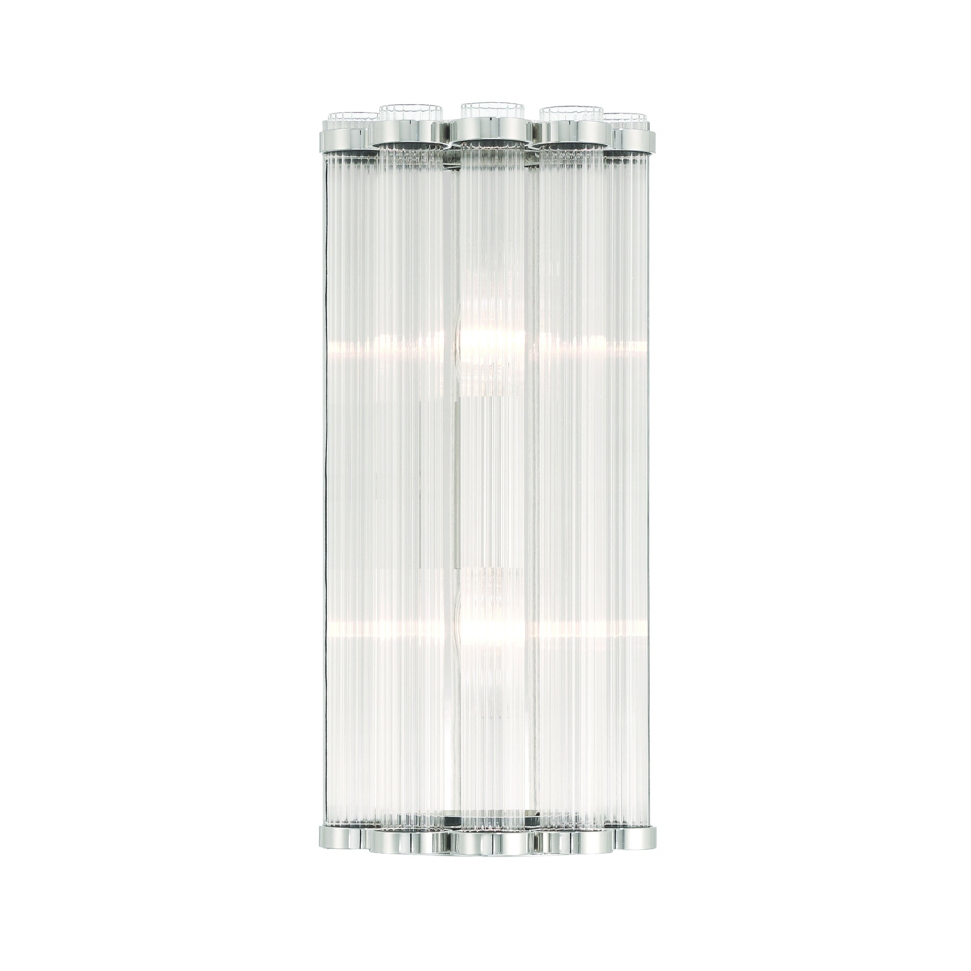Eurofase Lighting Glasbury 14" 2-Light Ribbed Glass Shade Polished Nickel Wall Sconce