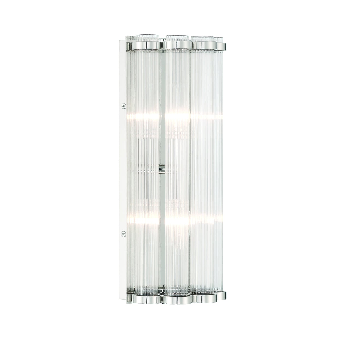 Eurofase Lighting Glasbury 14" 2-Light Ribbed Glass Shade Polished Nickel Wall Sconce