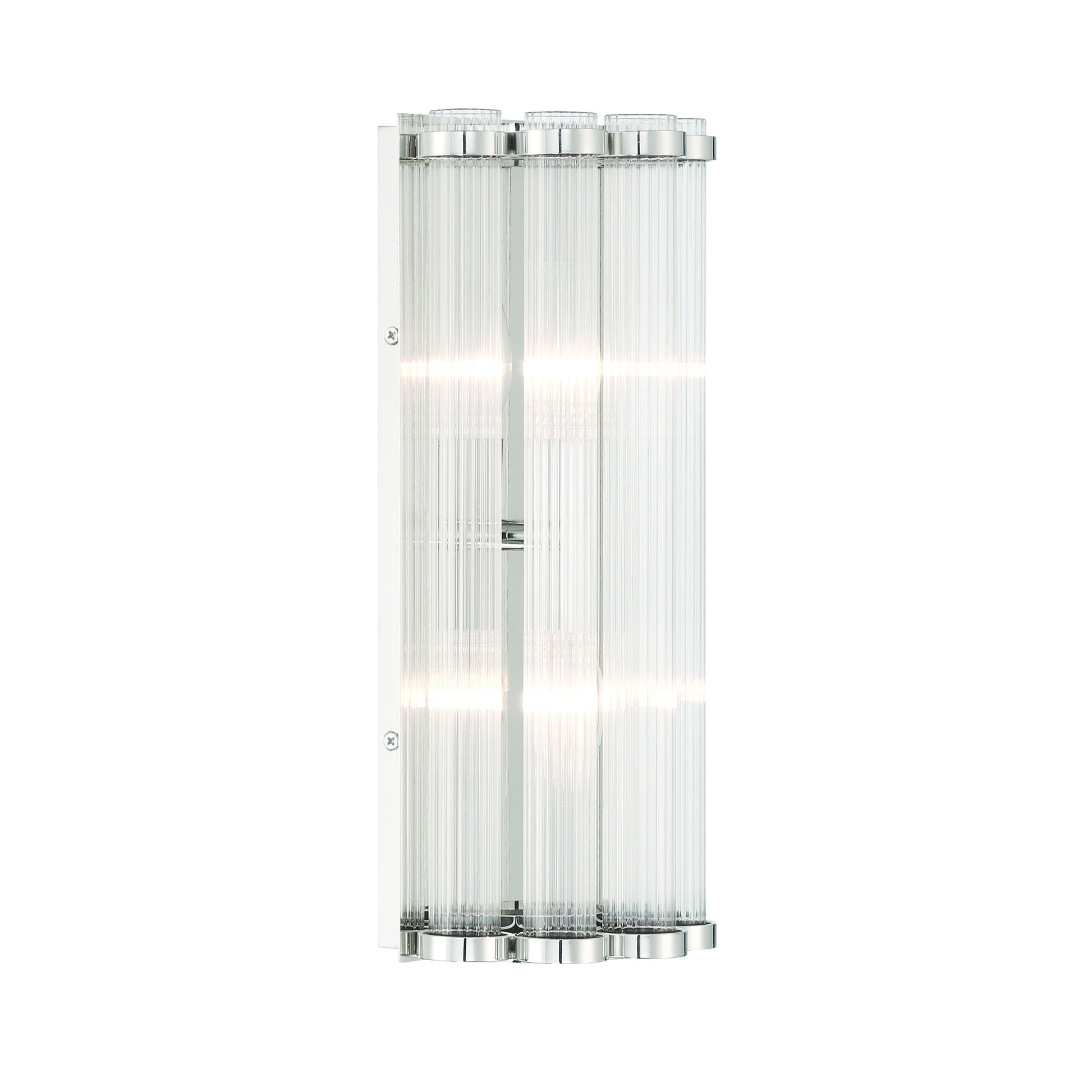 Eurofase Lighting Glasbury 14" 2-Light Ribbed Glass Shade Polished Nickel Wall Sconce