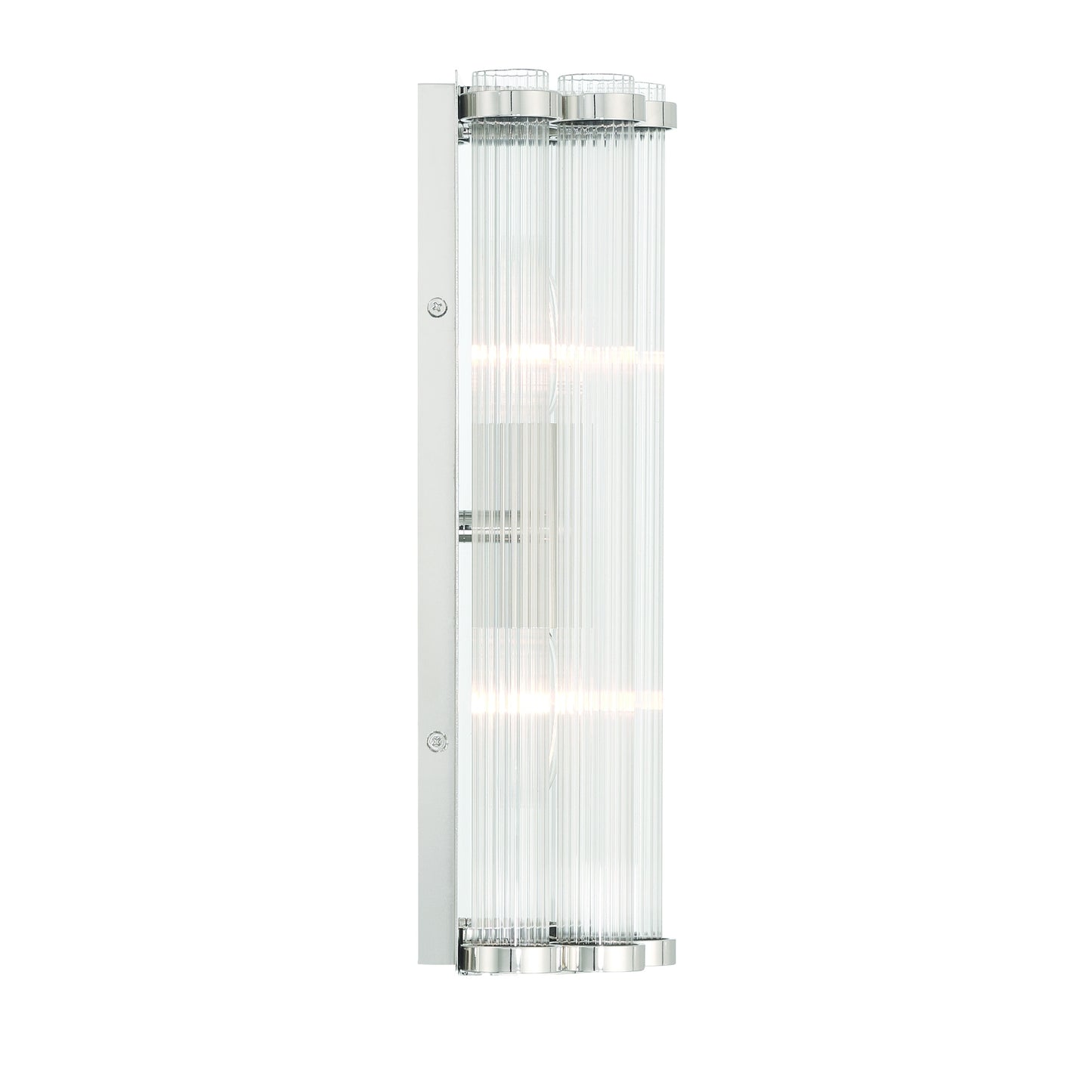 Eurofase Lighting Glasbury 14" 2-Light Ribbed Glass Shade Polished Nickel Wall Sconce