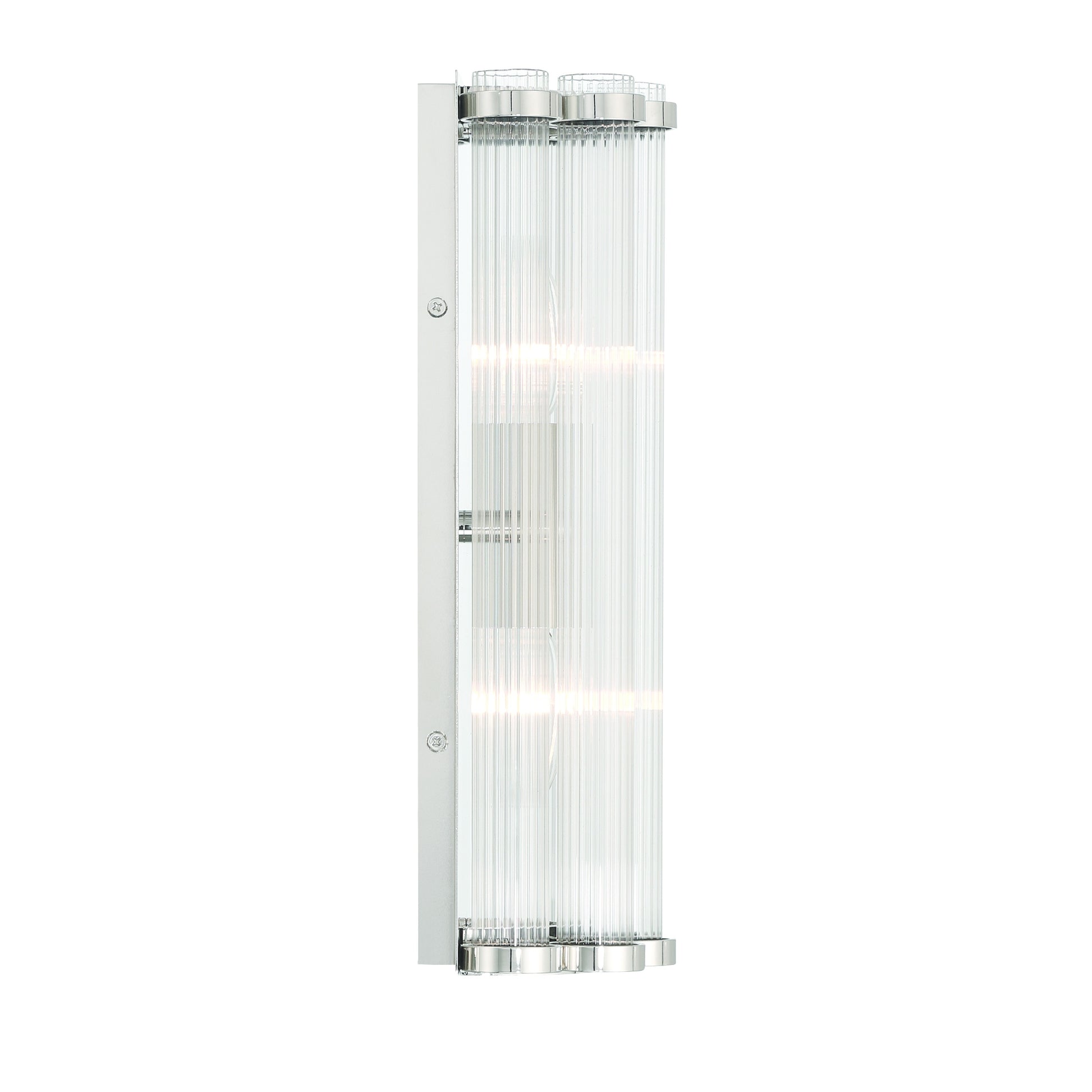 Eurofase Lighting Glasbury 14" 2-Light Ribbed Glass Shade Polished Nickel Wall Sconce