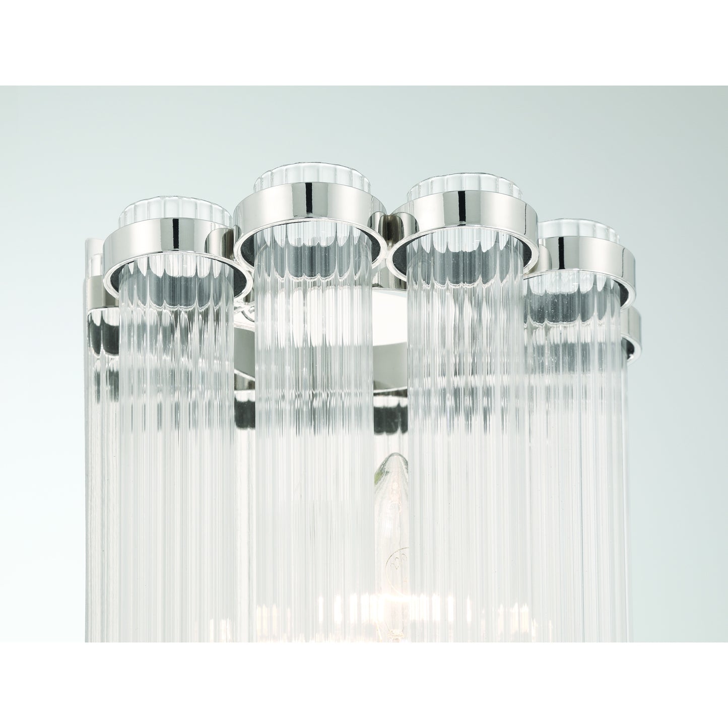 Eurofase Lighting Glasbury 14" 2-Light Ribbed Glass Shade Polished Nickel Wall Sconce