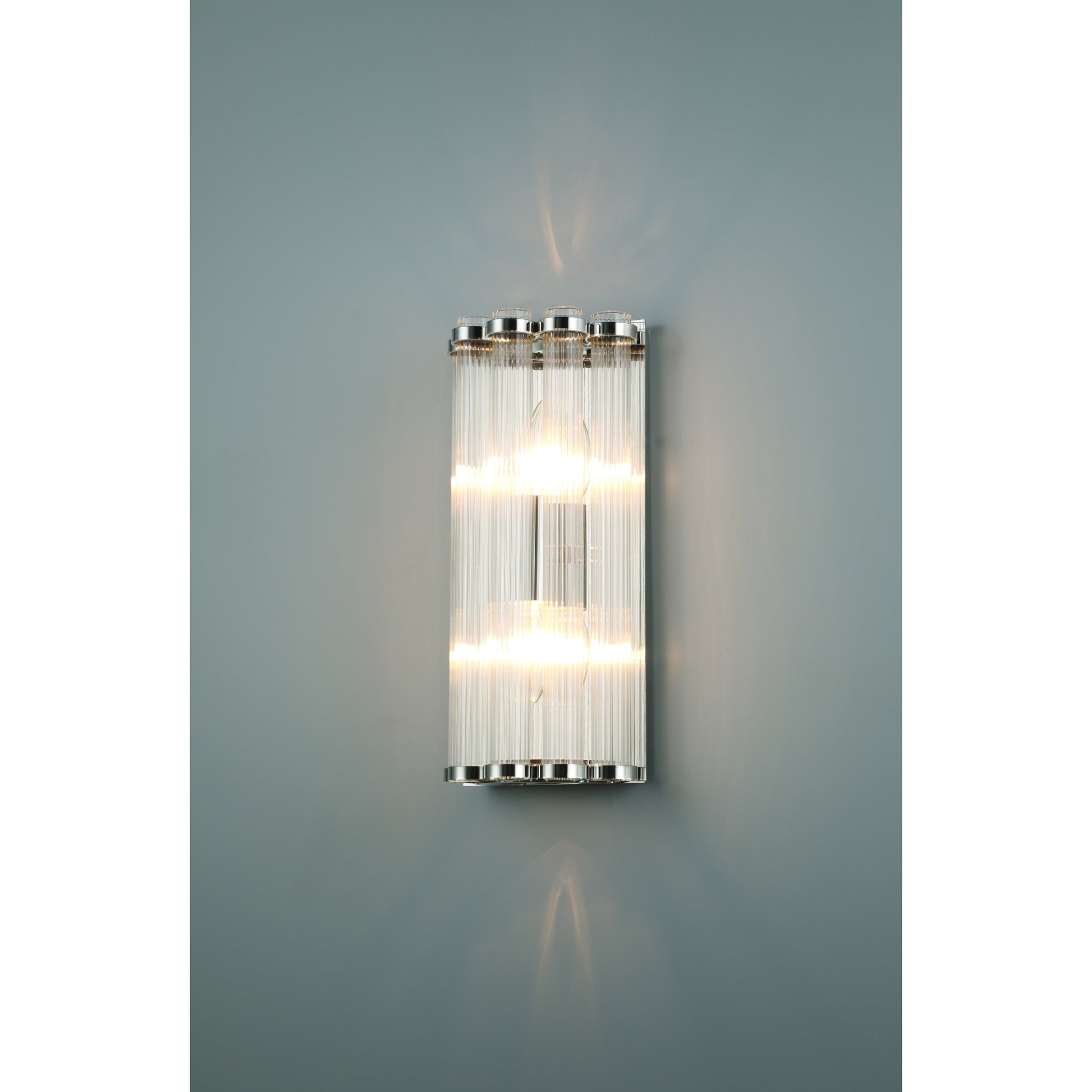 Eurofase Lighting Glasbury 14" 2-Light Ribbed Glass Shade Polished Nickel Wall Sconce