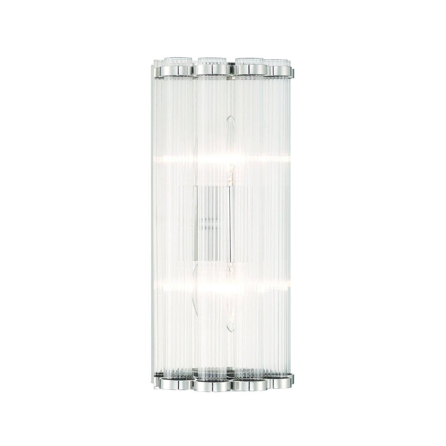 Eurofase Lighting Glasbury 14" 2-Light Ribbed Glass Shade Polished Nickel Wall Sconce
