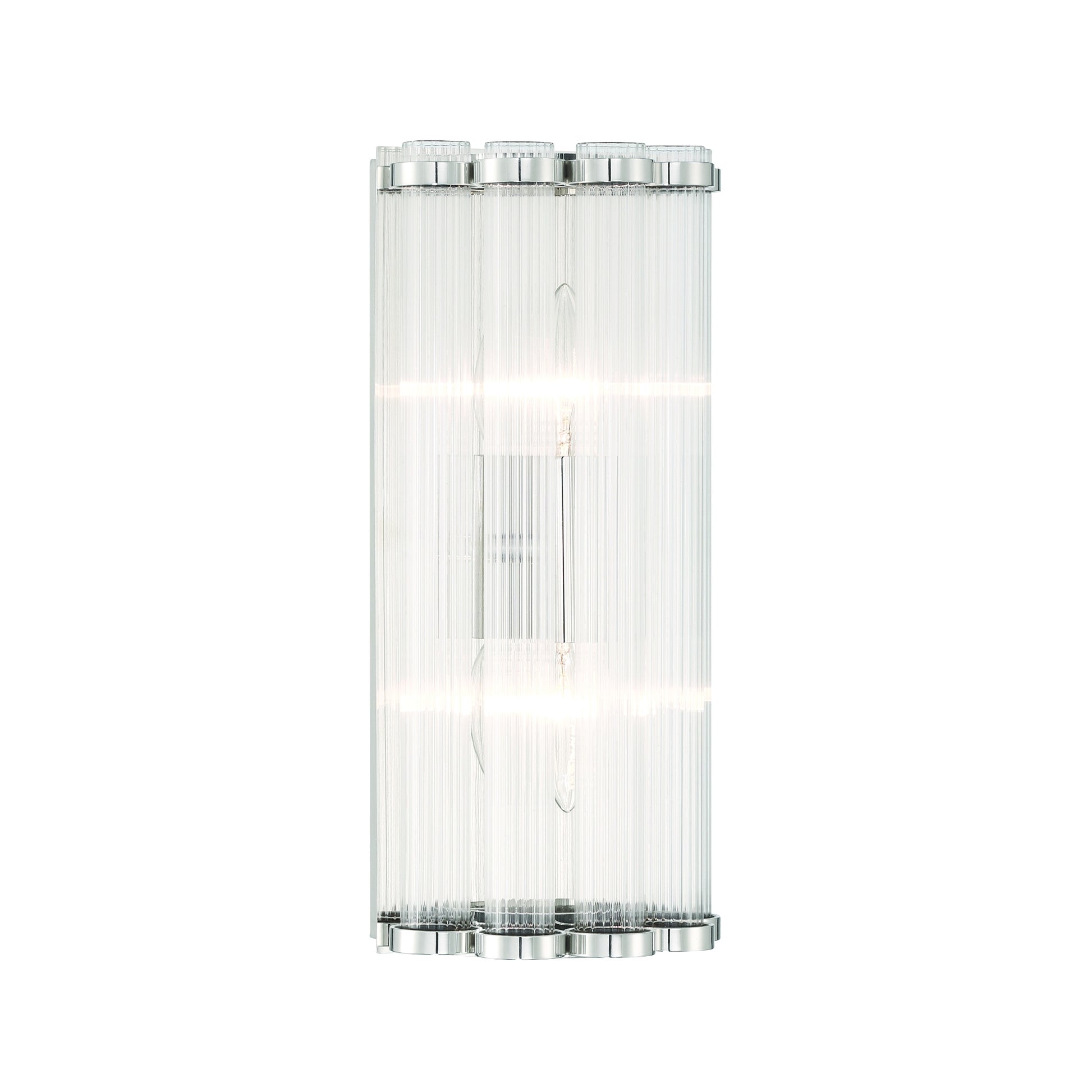 Eurofase Lighting Glasbury 14" 2-Light Ribbed Glass Shade Polished Nickel Wall Sconce