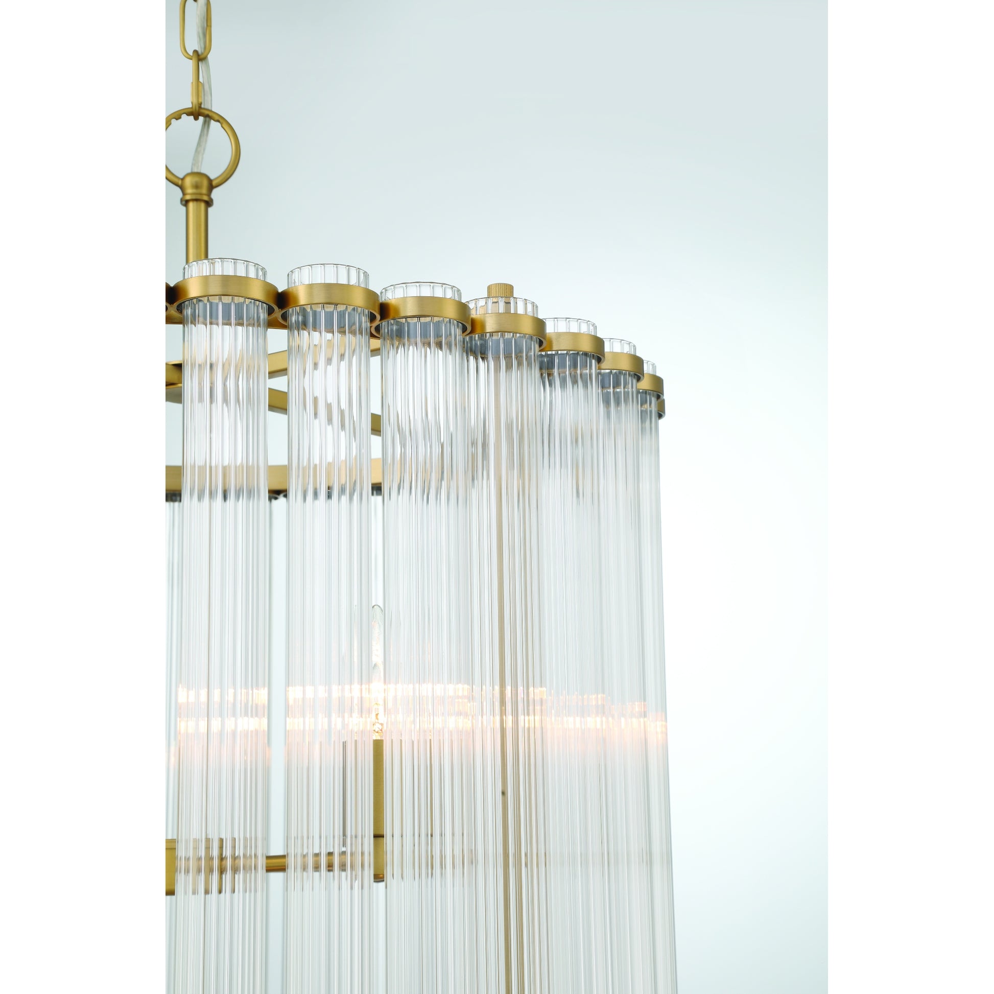 Eurofase Lighting Glasbury 22" 8-Light Ribbed Glass Shade Gold Chandelier
