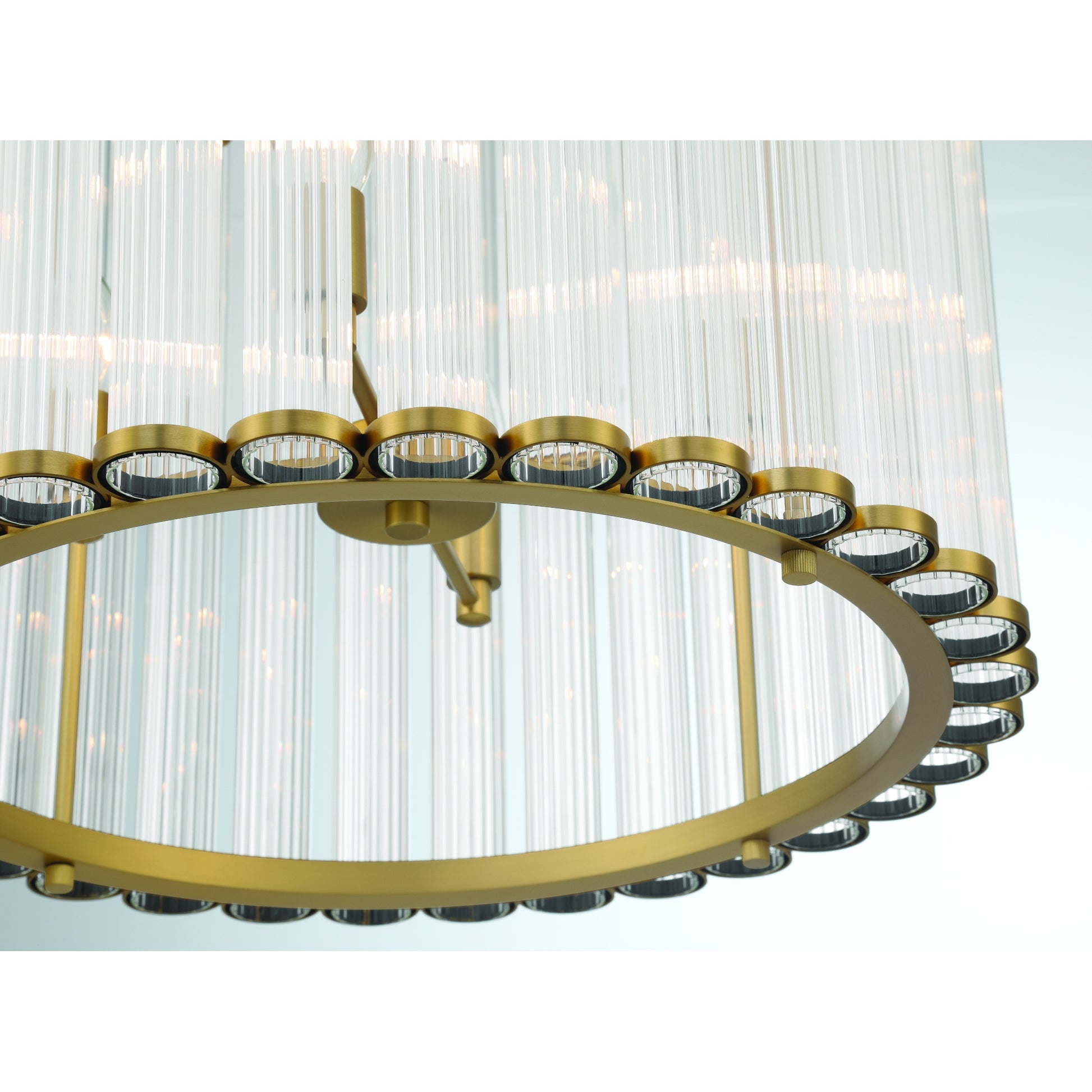 Eurofase Lighting Glasbury 22" 8-Light Ribbed Glass Shade Gold Chandelier
