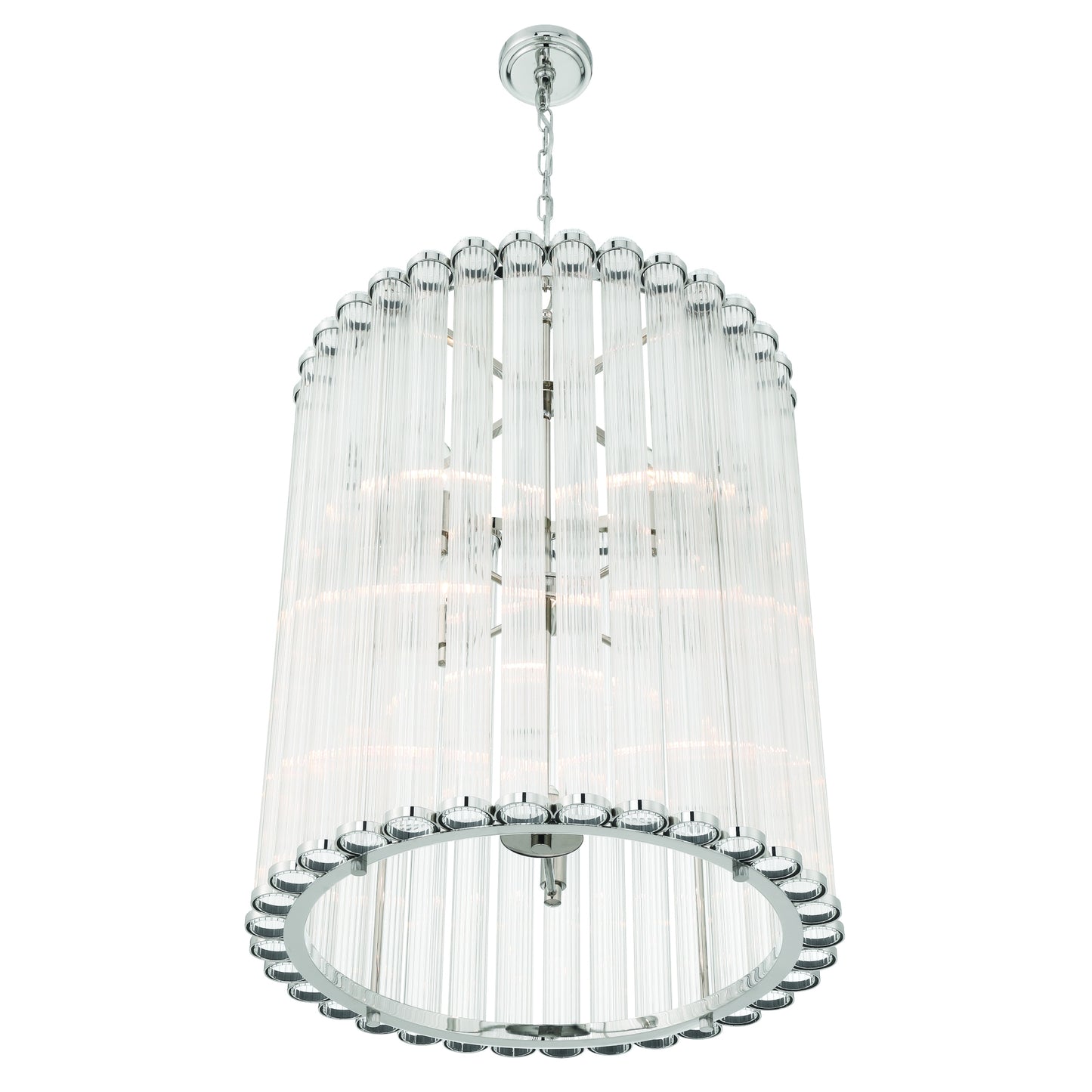 Eurofase Lighting Glasbury 22" 8-Light Ribbed Glass Shade Polished Nickel Chandelier