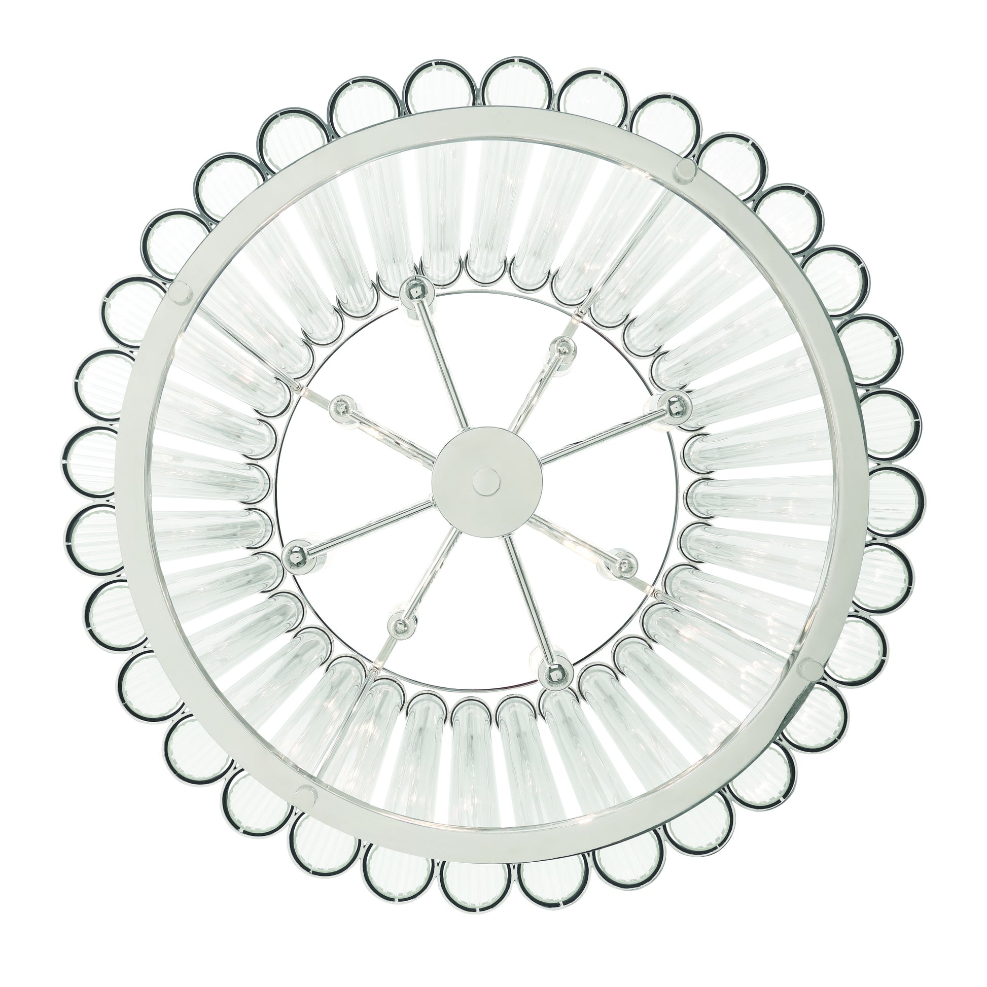 Eurofase Lighting Glasbury 22" 8-Light Ribbed Glass Shade Polished Nickel Chandelier