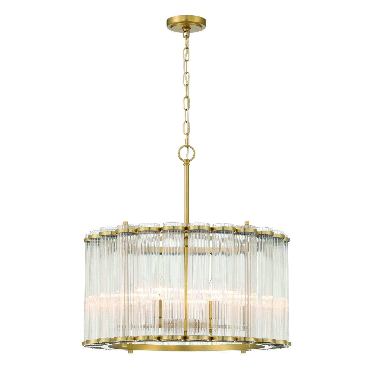 Eurofase Lighting Glasbury 24" 6-Light Ribbed Glass Shade Gold Chandelier