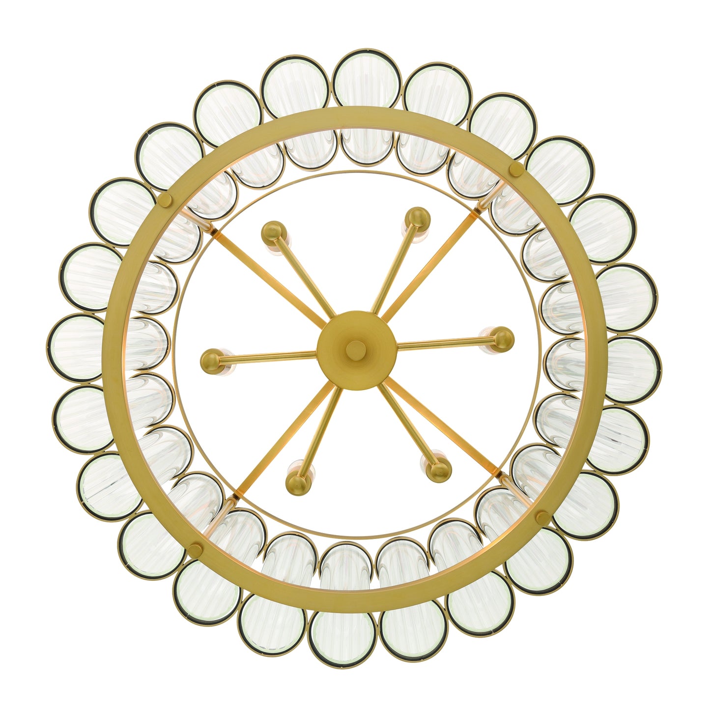 Eurofase Lighting Glasbury 24" 6-Light Ribbed Glass Shade Gold Chandelier
