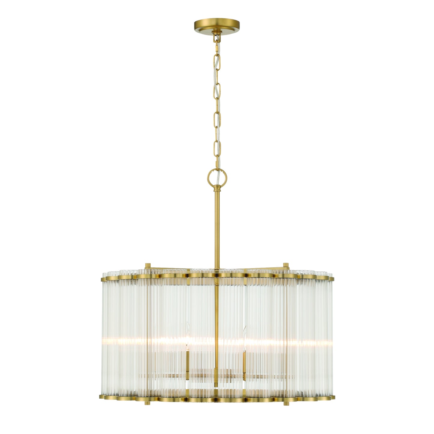 Eurofase Lighting Glasbury 24" 6-Light Ribbed Glass Shade Gold Chandelier