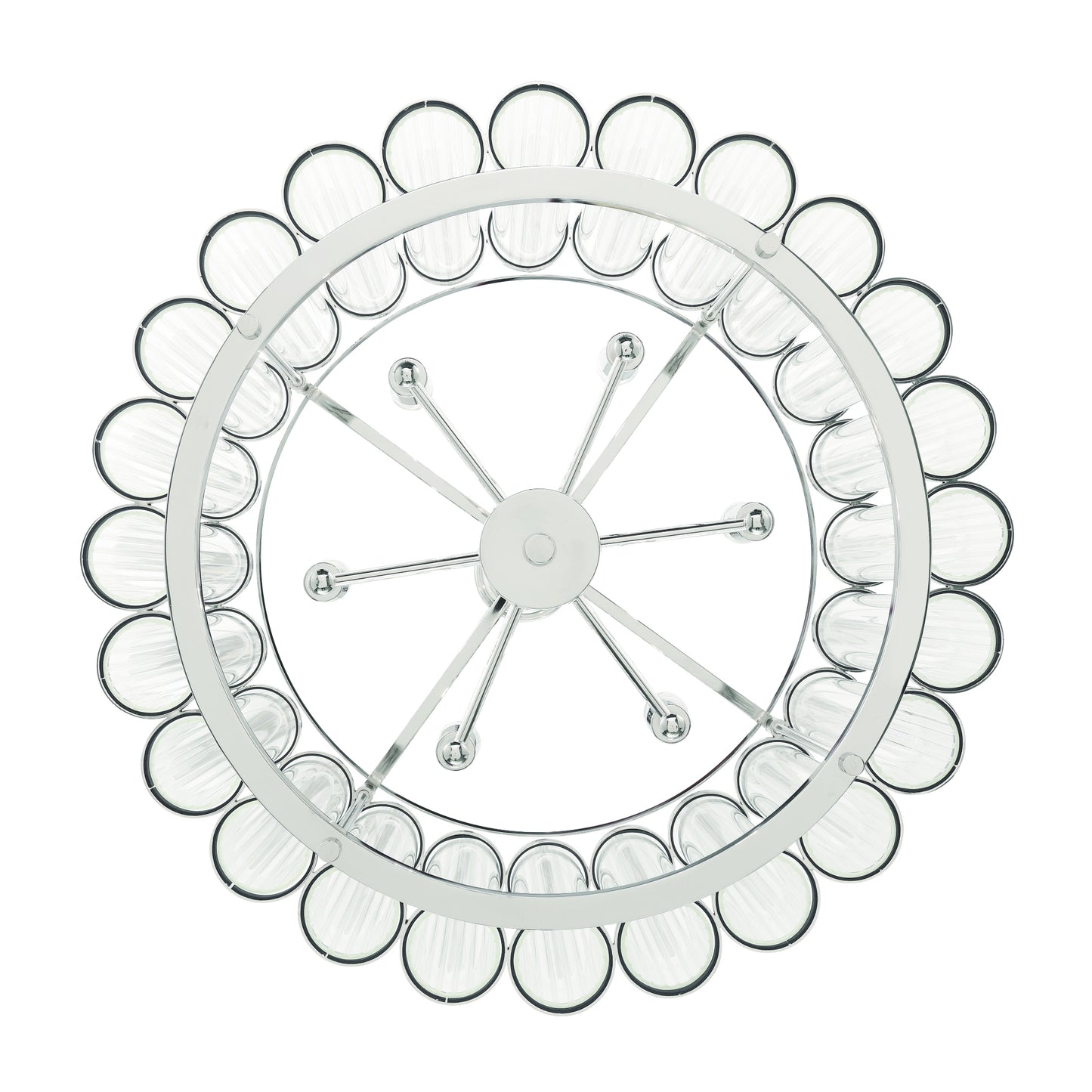 Eurofase Lighting Glasbury 24" 6-Light Ribbed Glass Shade Polished Nickel Chandelier