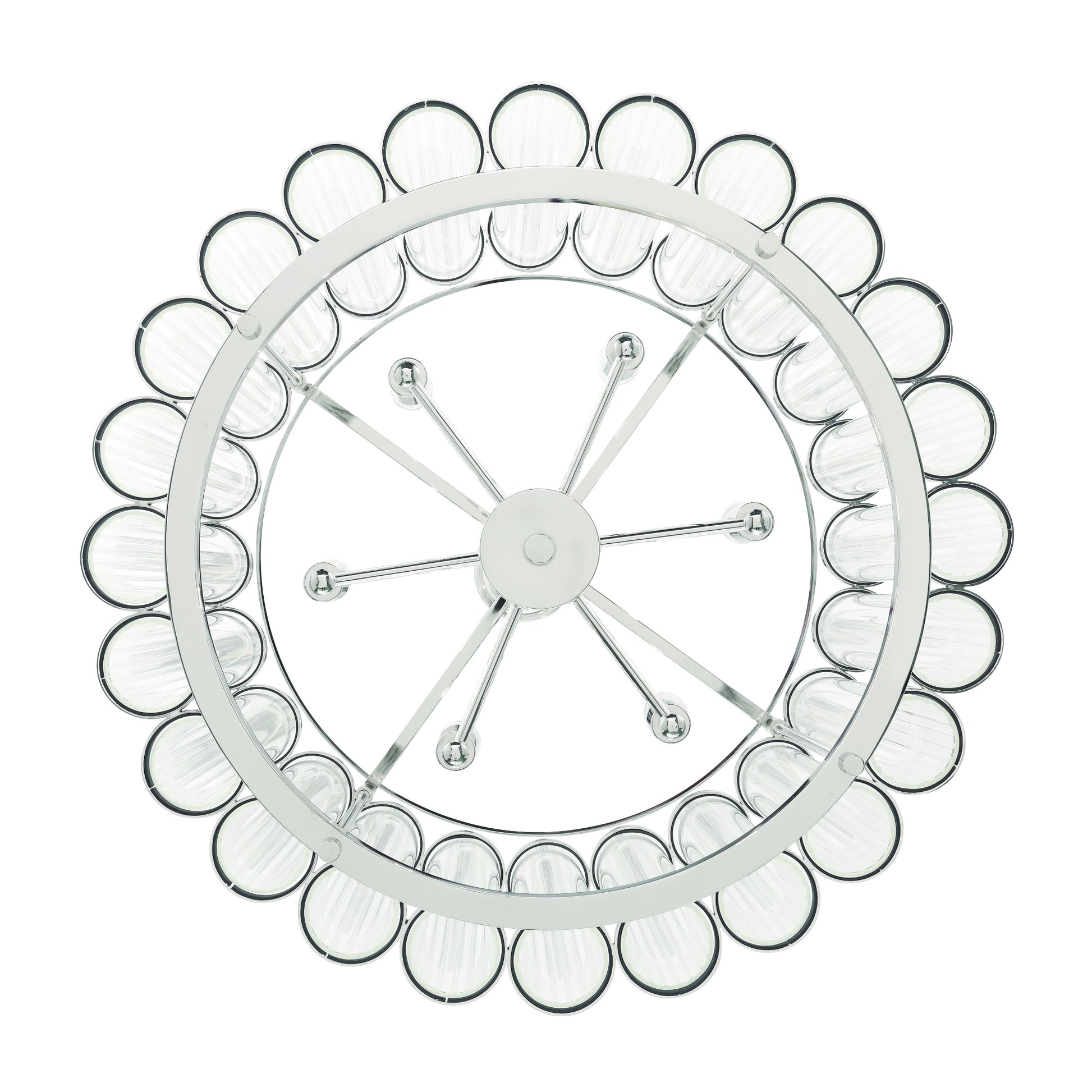 Eurofase Lighting Glasbury 24" 6-Light Ribbed Glass Shade Polished Nickel Chandelier