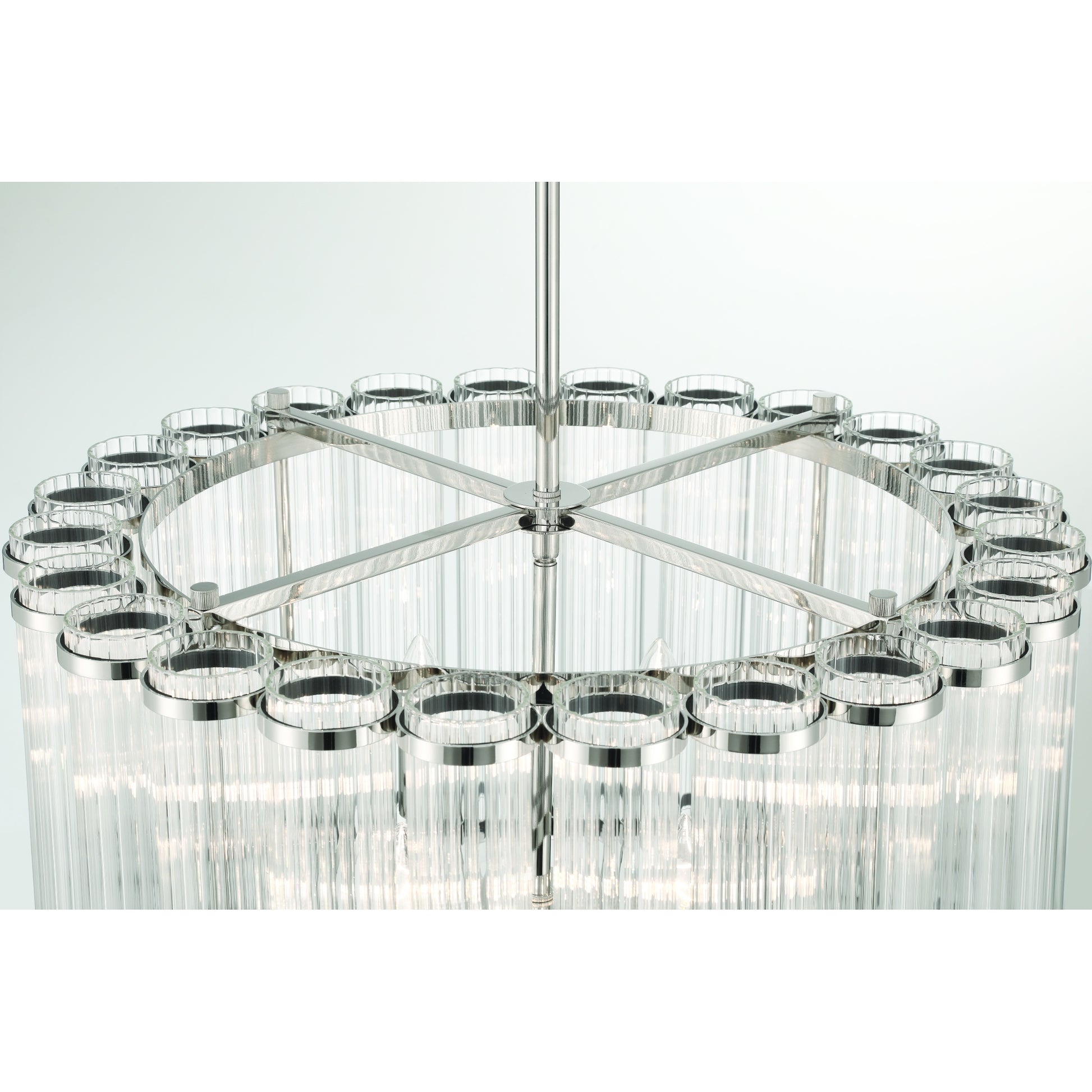 Eurofase Lighting Glasbury 24" 6-Light Ribbed Glass Shade Polished Nickel Chandelier