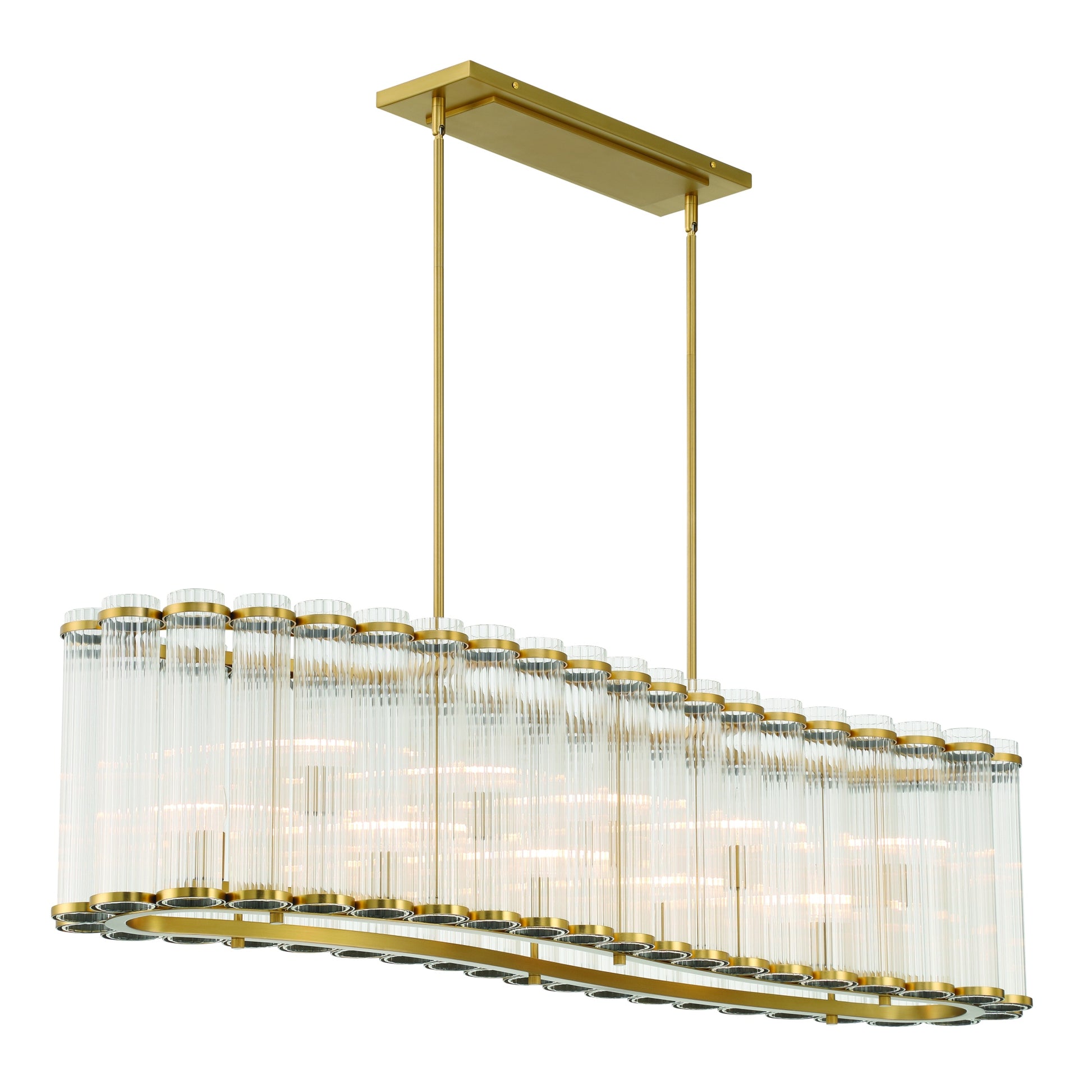 Eurofase Lighting Glasbury 52" 10-Light Ribbed Glass Shade Gold Chandelier