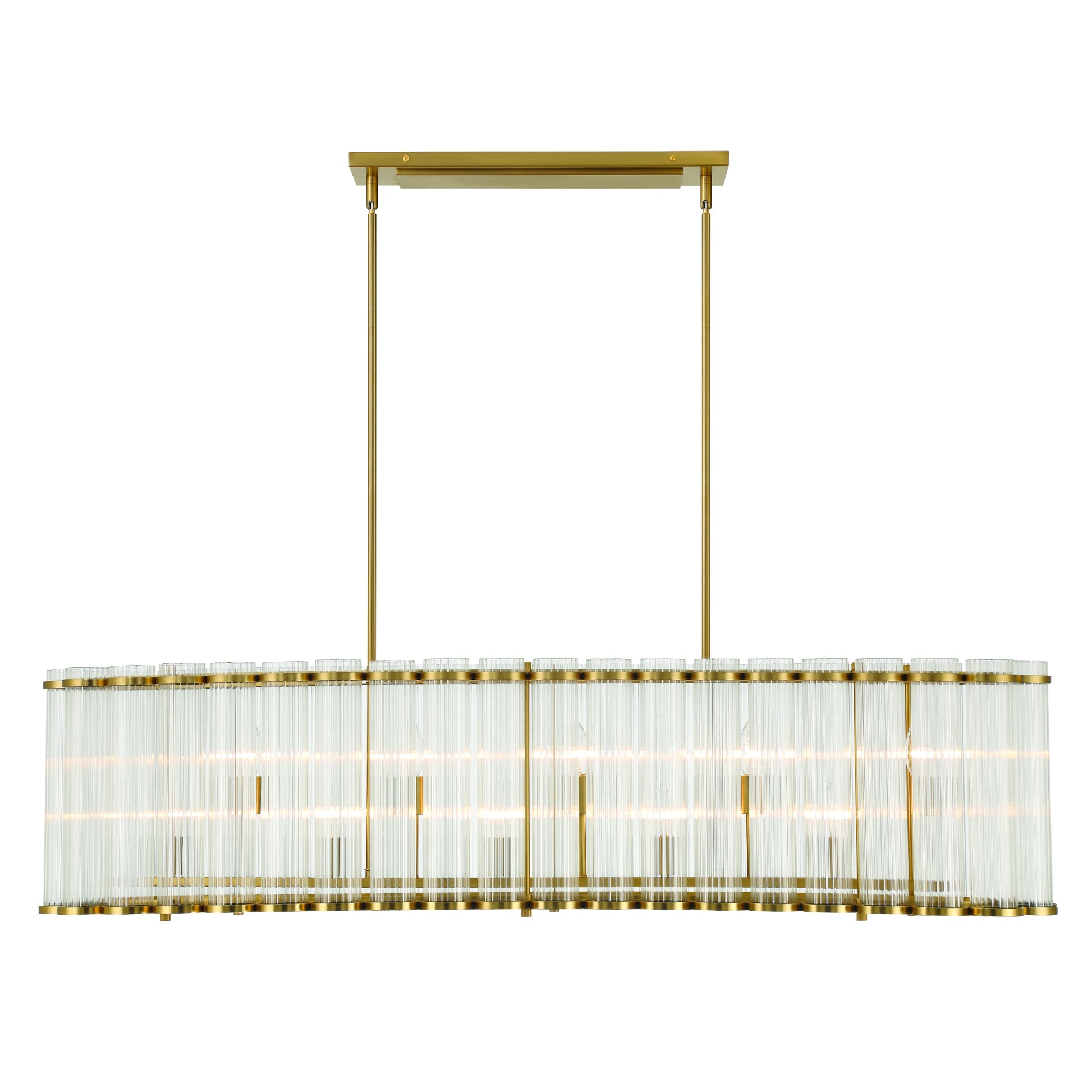 Eurofase Lighting Glasbury 52" 10-Light Ribbed Glass Shade Gold Chandelier