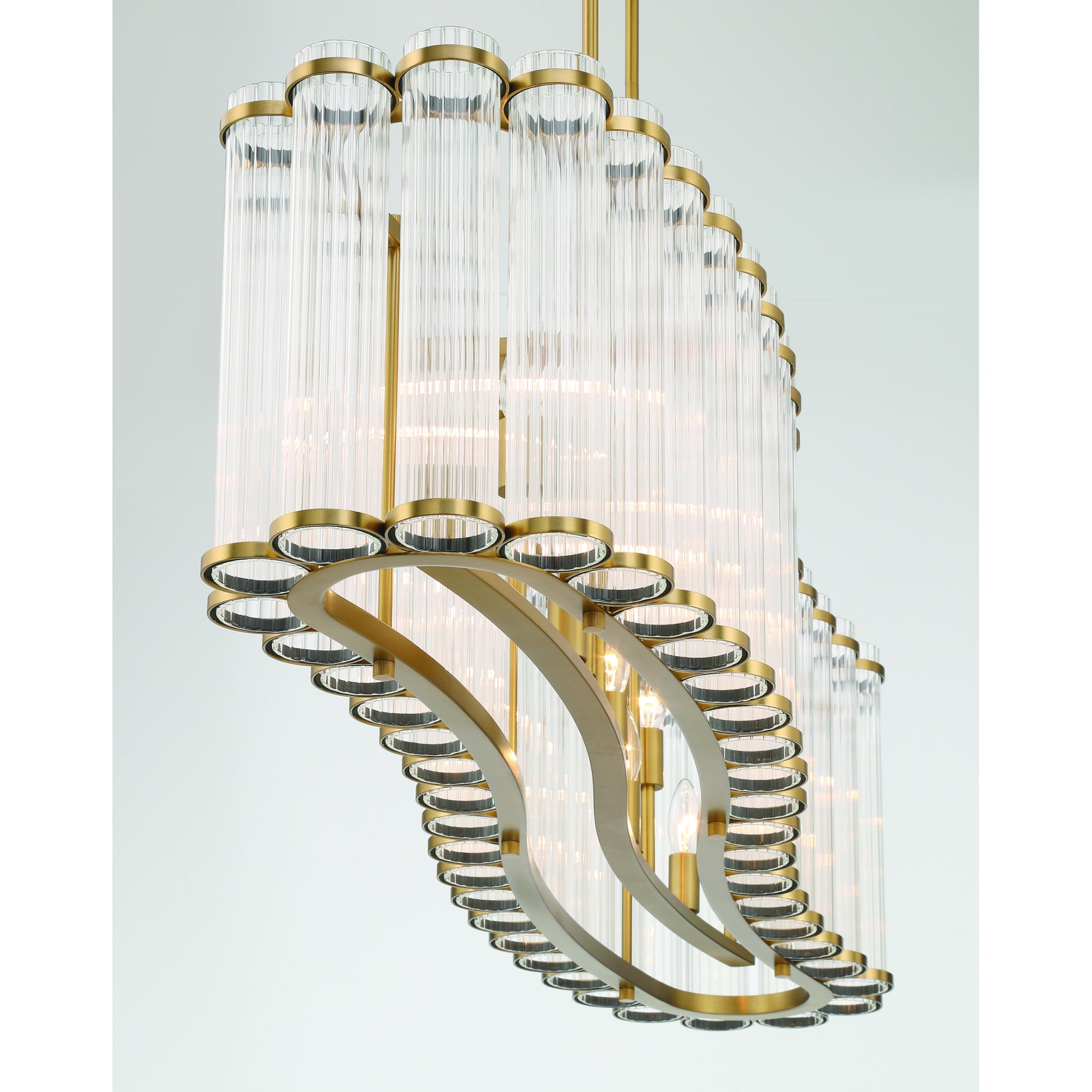 Eurofase Lighting Glasbury 52" 10-Light Ribbed Glass Shade Gold Chandelier