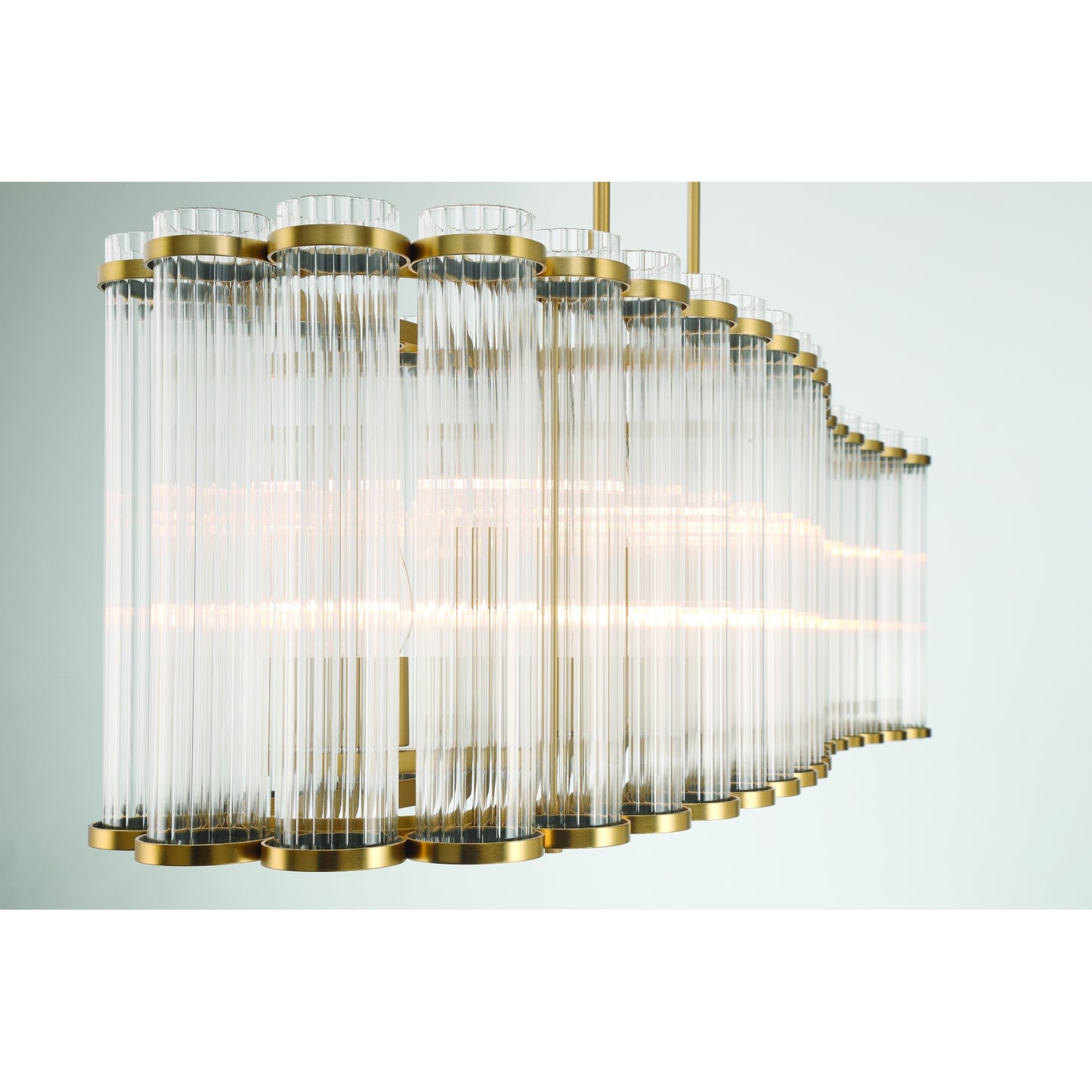 Eurofase Lighting Glasbury 52" 10-Light Ribbed Glass Shade Gold Chandelier