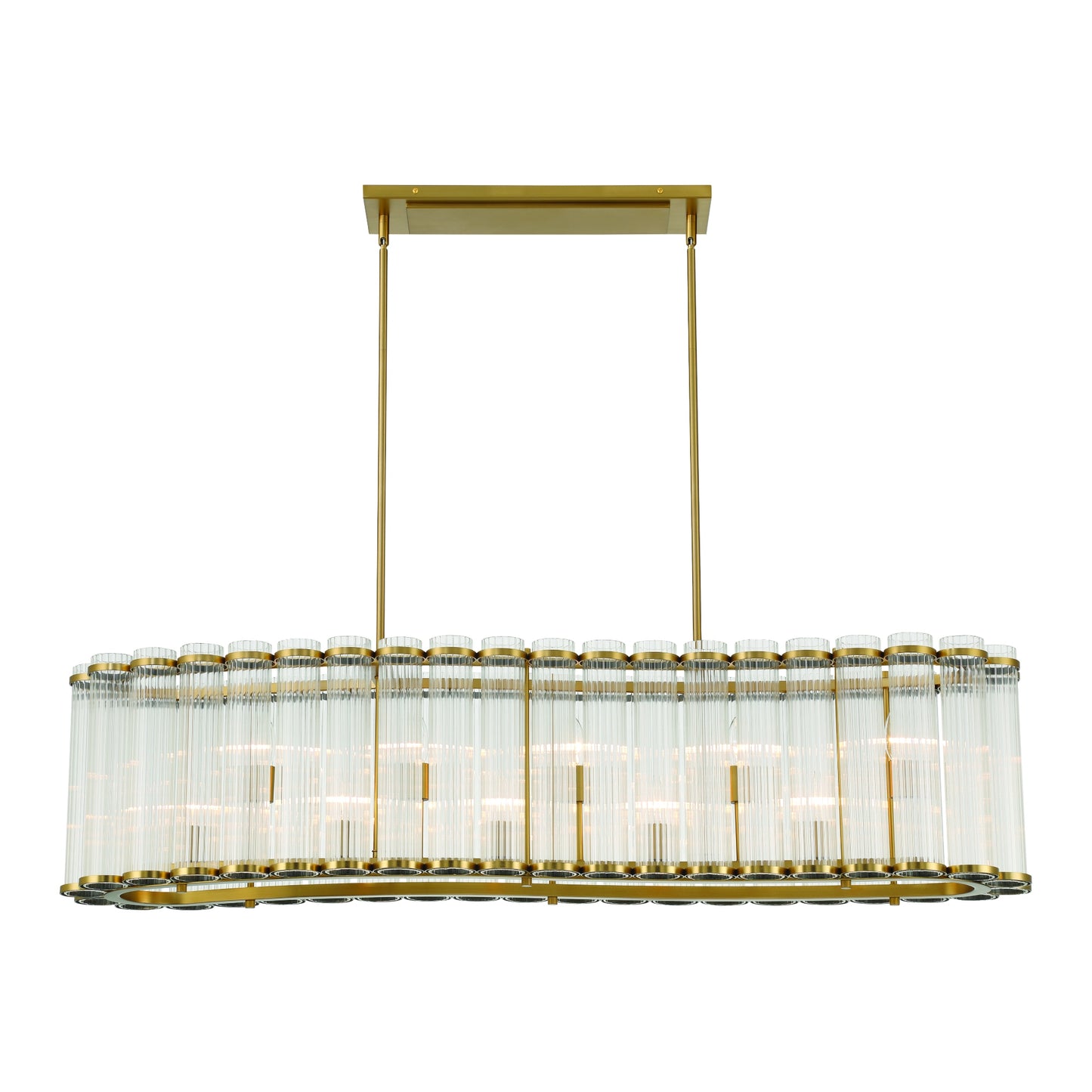 Eurofase Lighting Glasbury 52" 10-Light Ribbed Glass Shade Gold Chandelier
