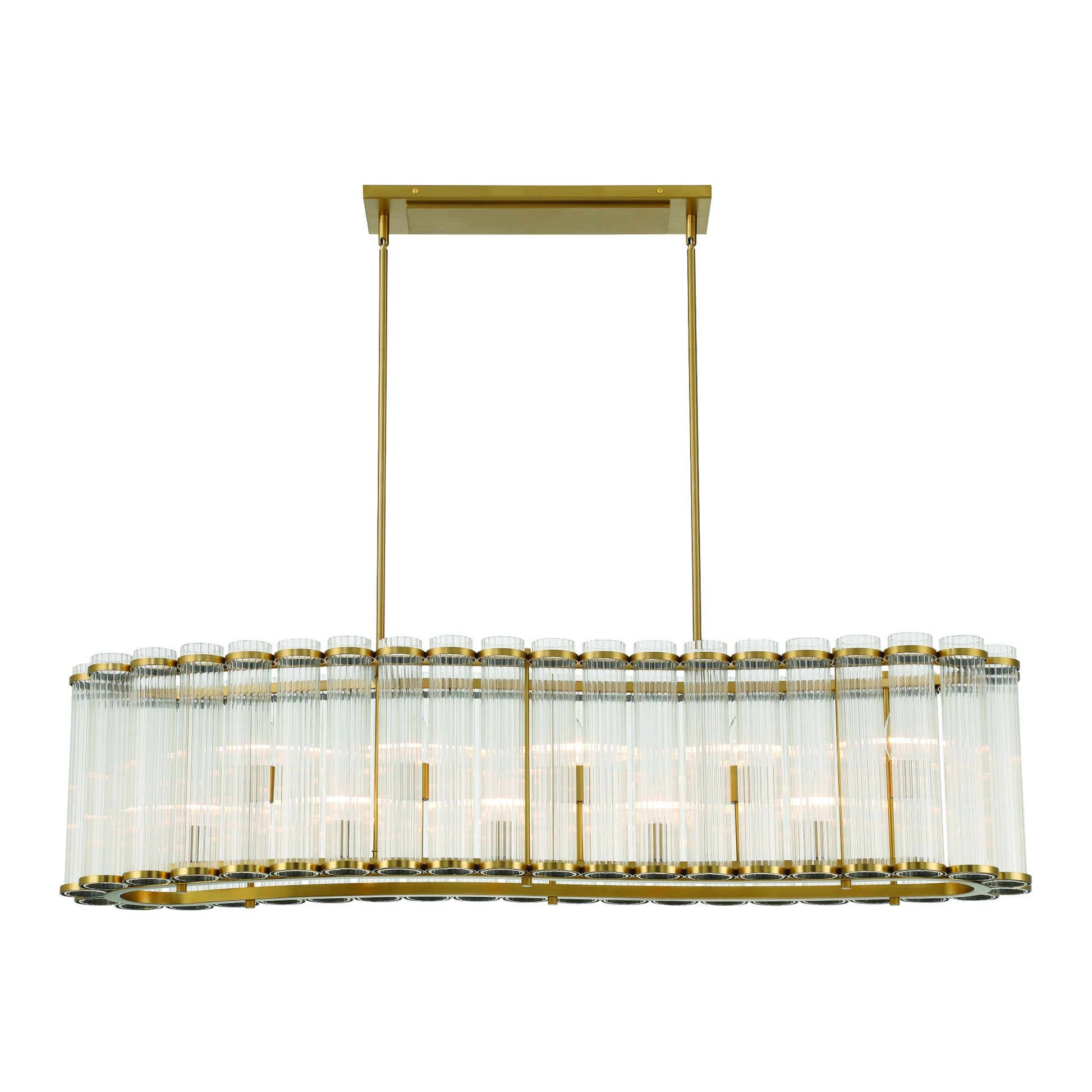 Eurofase Lighting Glasbury 52" 10-Light Ribbed Glass Shade Gold Chandelier