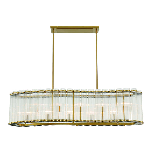Eurofase Lighting Glasbury 52" 10-Light Ribbed Glass Shade Gold Chandelier