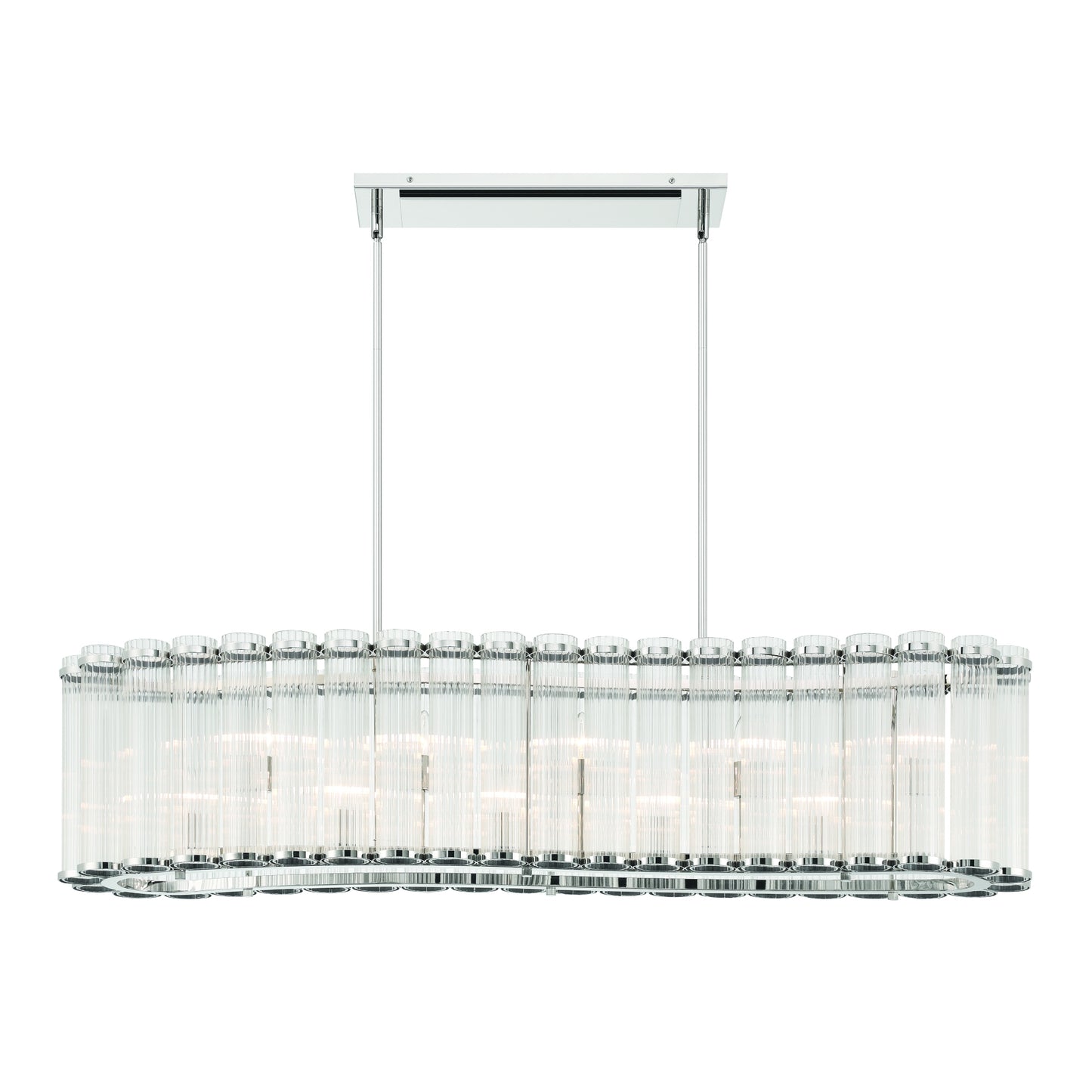 Eurofase Lighting Glasbury 52" 10-Light Ribbed Glass Shade Polished Nickel Chandelier