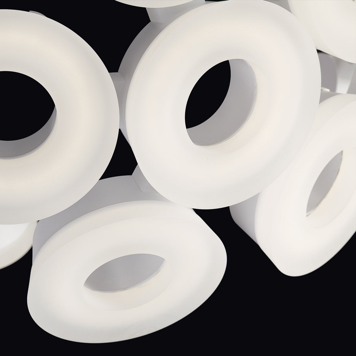 Eurofase Lighting Glendale 20" 35-Light Dimmable Integrated LED Aluminum White Chandelier With Frosted White Shades