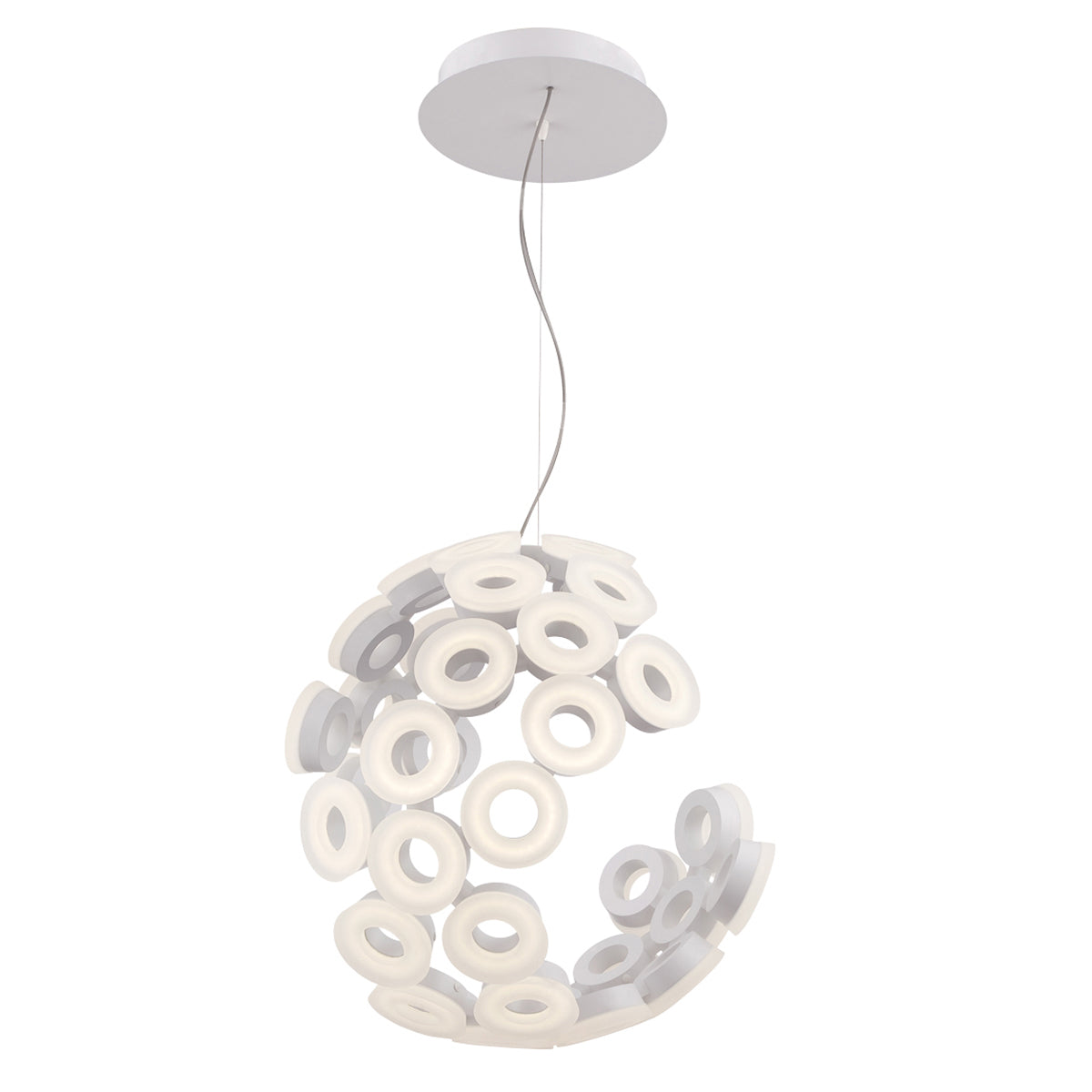 Eurofase Lighting Glendale 20" 35-Light Dimmable Integrated LED Aluminum White Chandelier With Frosted White Shades