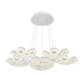 Eurofase Lighting Glendale 35" 30-Light Dimmable Integrated LED Aluminum White Chandelier With Frosted White Shades