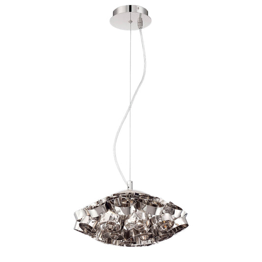 Eurofase Lighting Grace 14" 3-light Dimmable Halogen Bulb Polished Nickel Chandelier With Curled Nickel Strip Accents