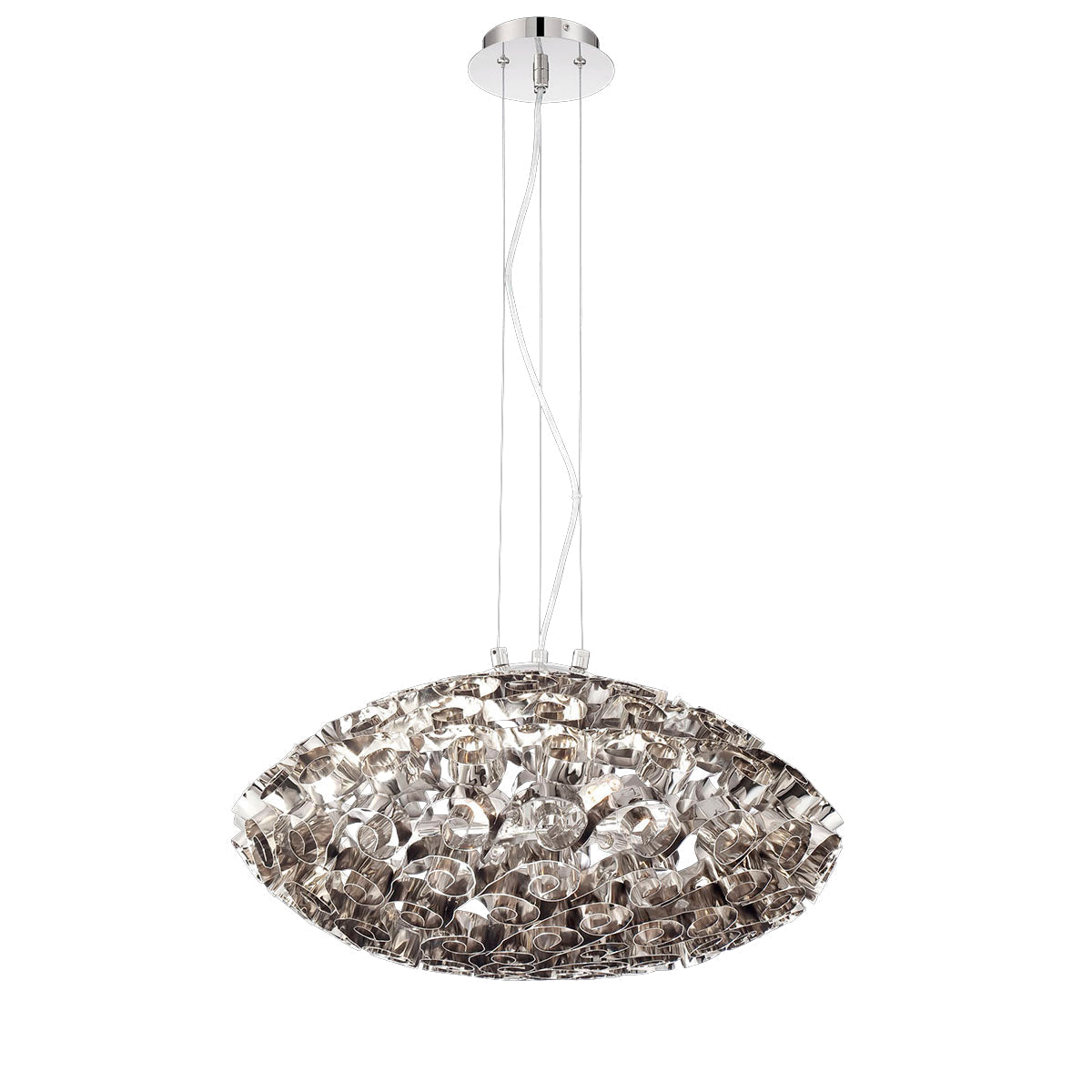 Eurofase Lighting Grace 24" 6-light Dimmable Halogen Bulb Polished Nickel Chandelier With Curled Nickel Strip Accents