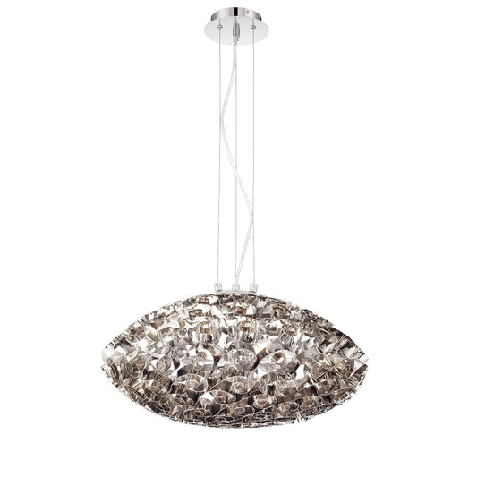 Eurofase Lighting Grace 24" 6-light Dimmable Halogen Bulb Polished Nickel Chandelier With Curled Nickel Strip Accents