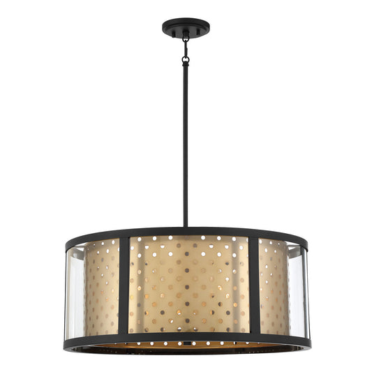 Eurofase Lighting Grado 25" 6-Light Dimmable Incandescent Pendant Light With Gold And Clear Glass Shade