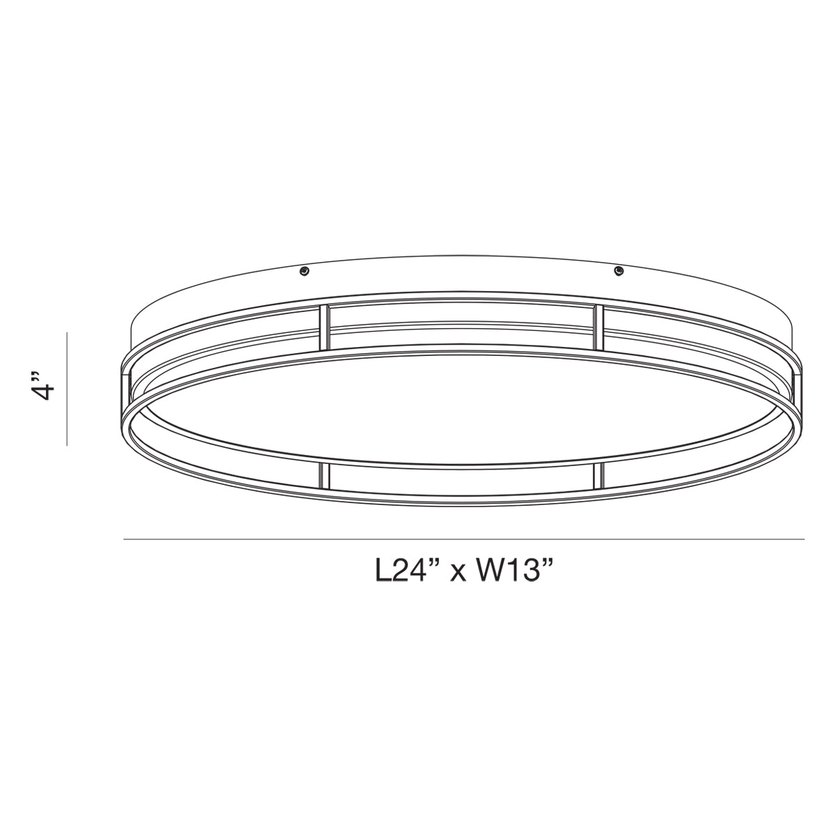 Eurofase Lighting Grafice 24" Dimmable Integrated LED Black Oval Flush Mount With Chrome Shade